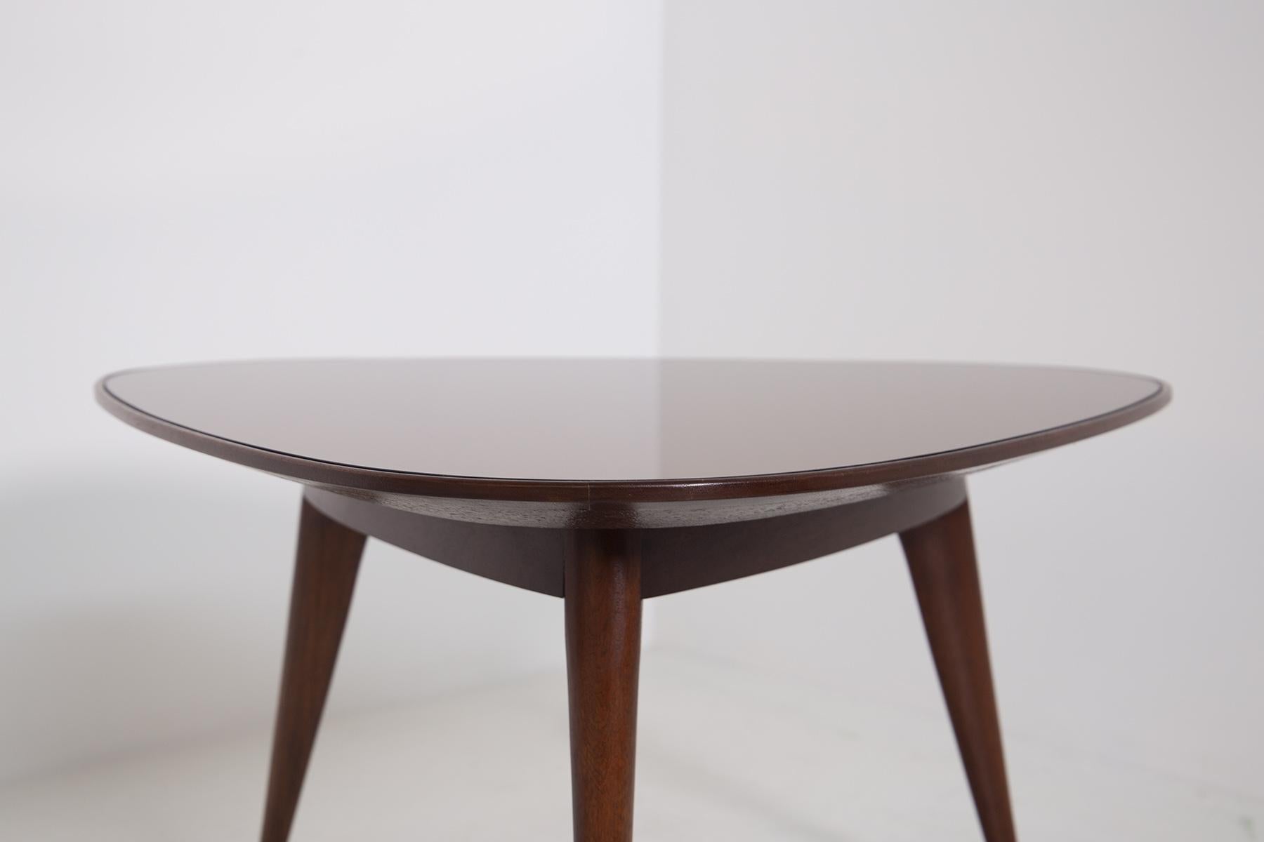 Coffee Table by Osvaldo Borsani in Wood and Dark Orange Mirror, 1950s In Good Condition In Milano, IT