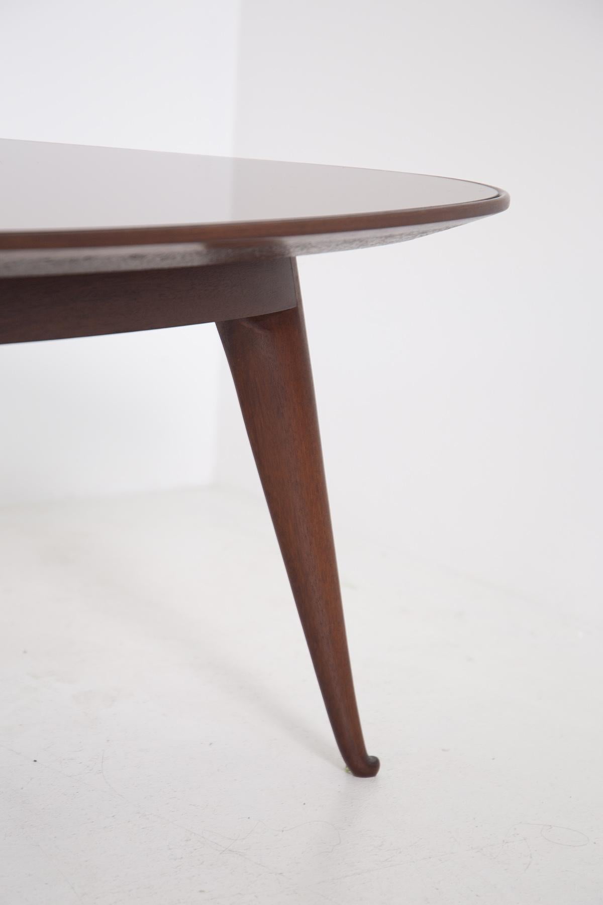 Mid-20th Century Coffee Table by Osvaldo Borsani in Wood and Dark Orange Mirror, 1950s