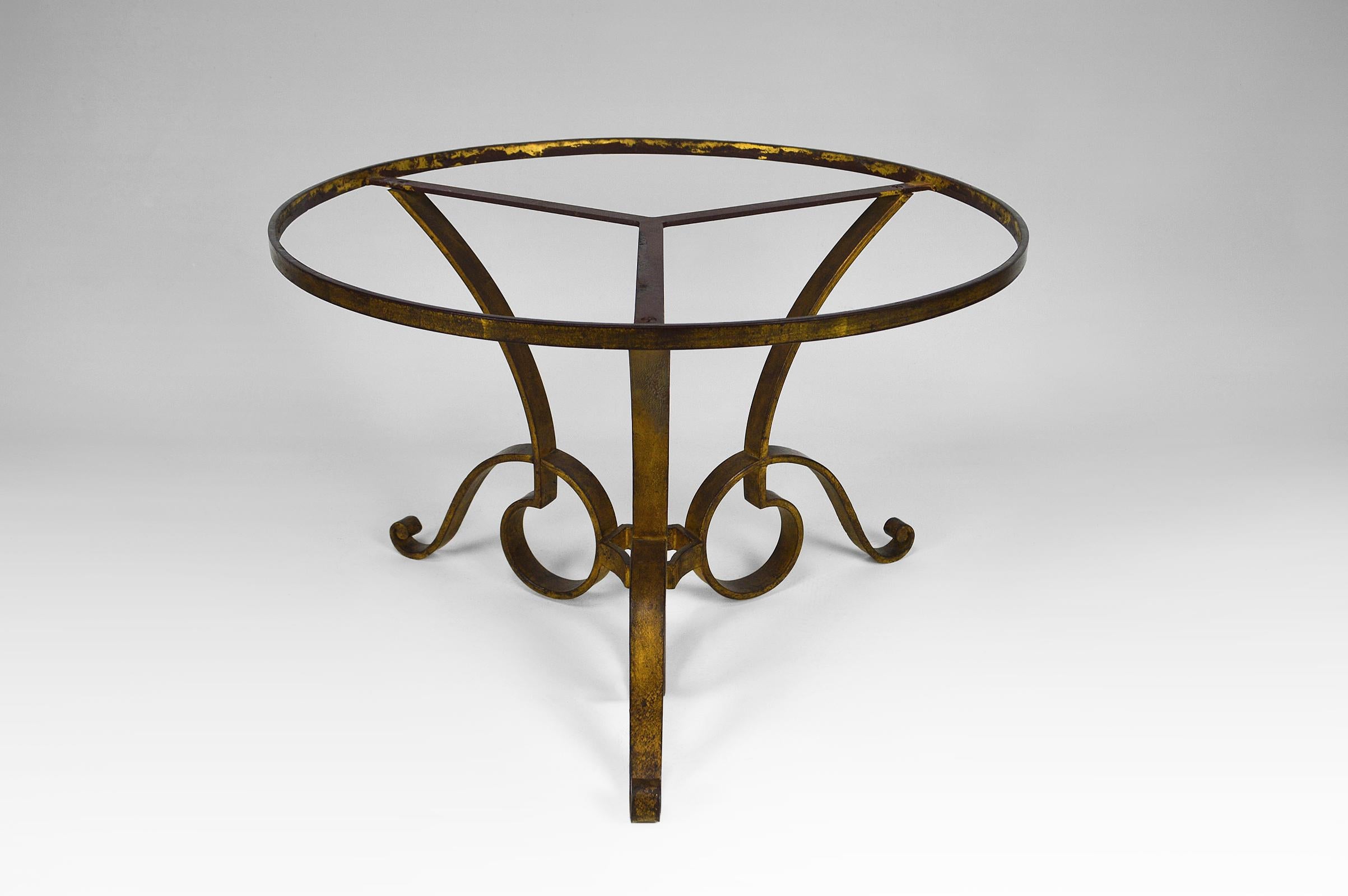 Coffee Table by Raymond Subes in Marble and Gilded Wrought Iron, circa 1935 For Sale 4