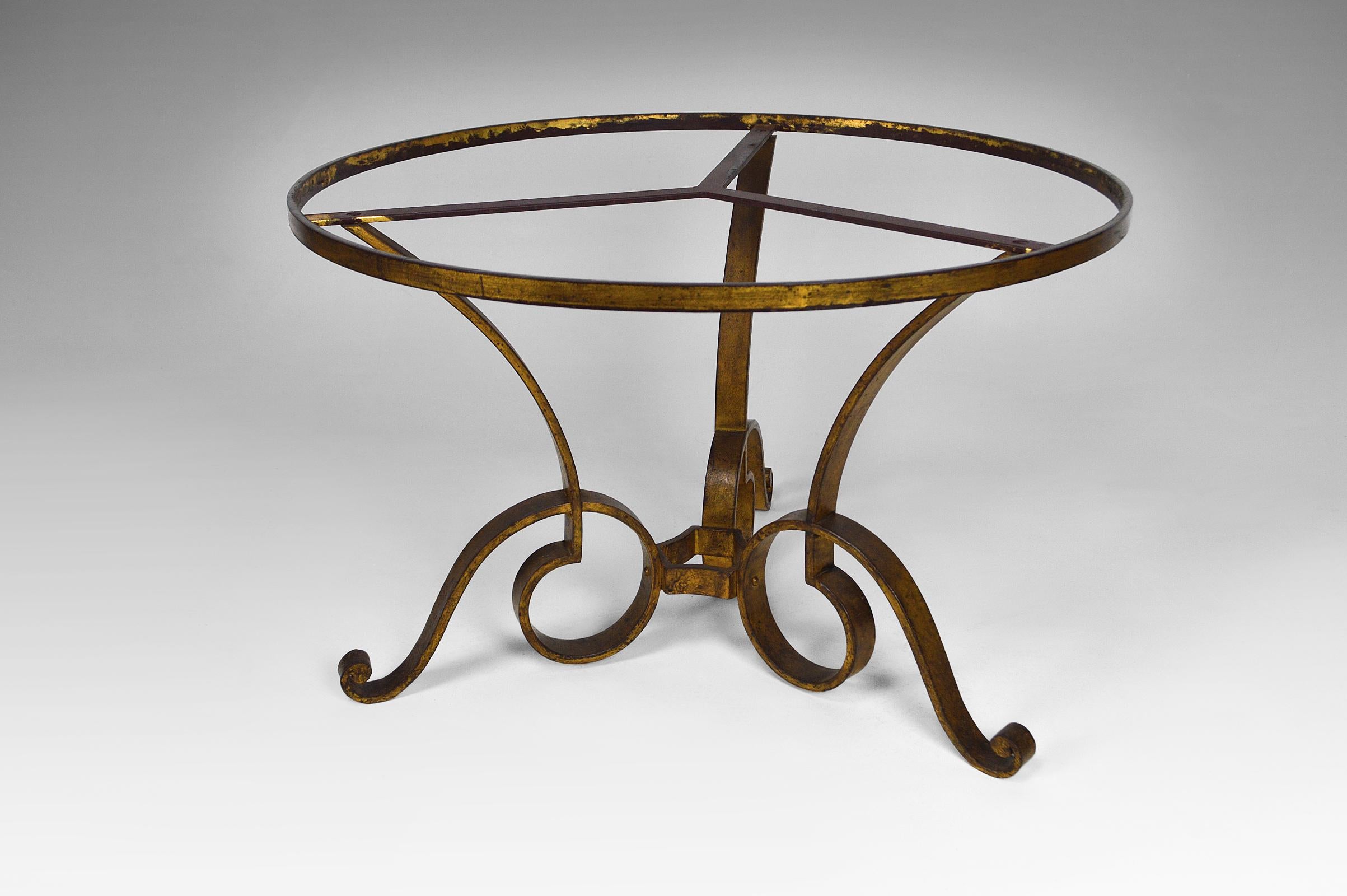 Coffee Table by Raymond Subes in Marble and Gilded Wrought Iron, circa 1935 For Sale 5