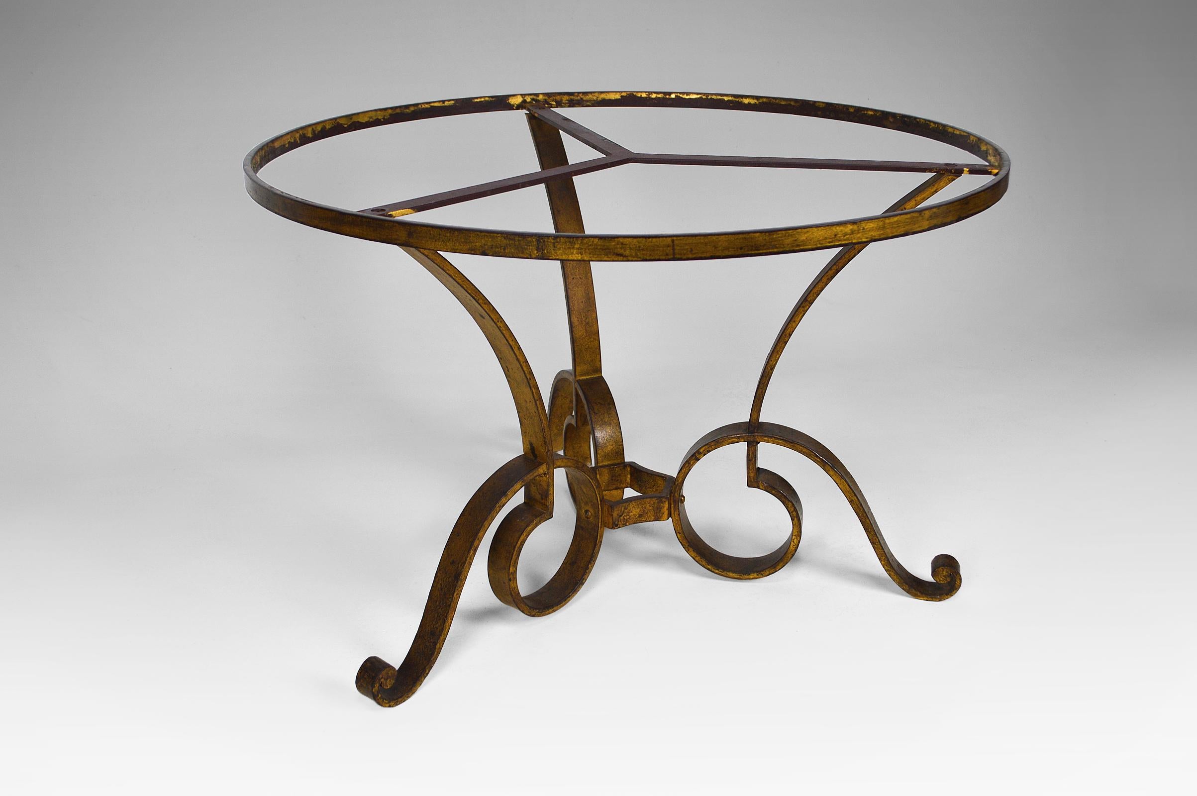 Coffee Table by Raymond Subes in Marble and Gilded Wrought Iron, circa 1935 For Sale 6