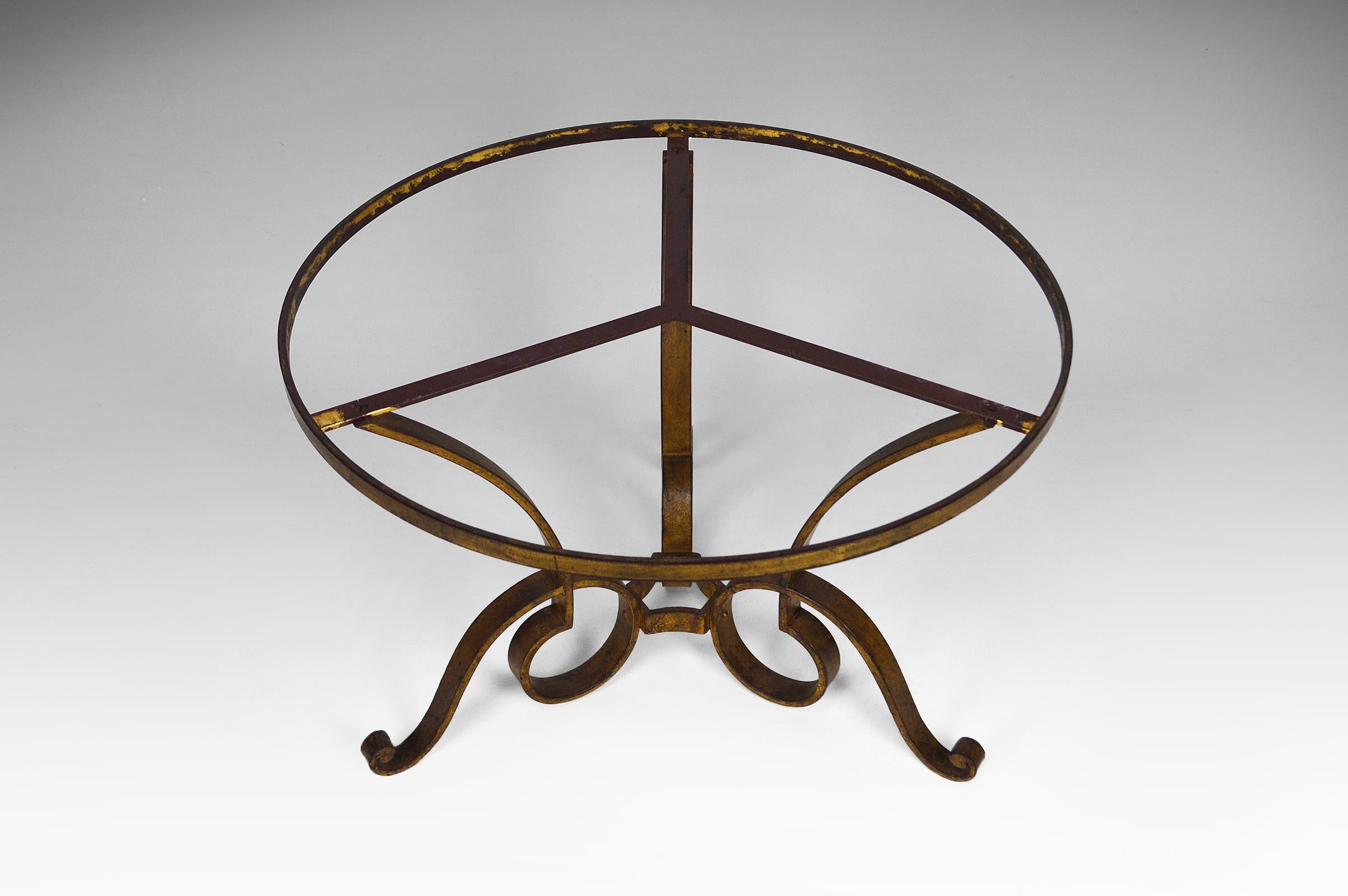Coffee Table by Raymond Subes in Marble and Gilded Wrought Iron, circa 1935 For Sale 7