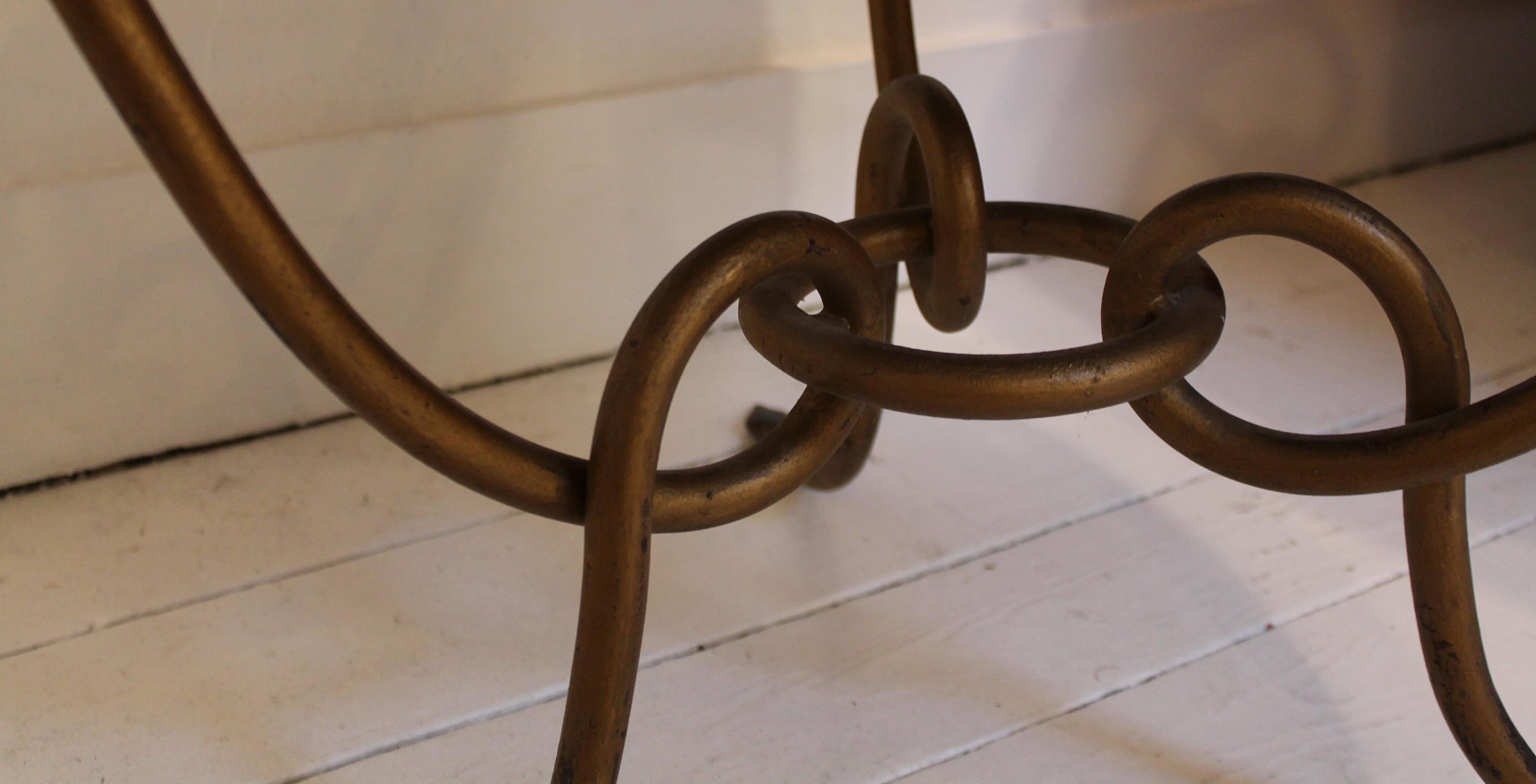 Coffee table by René Drouet, Mirror and iron, circa 1940.