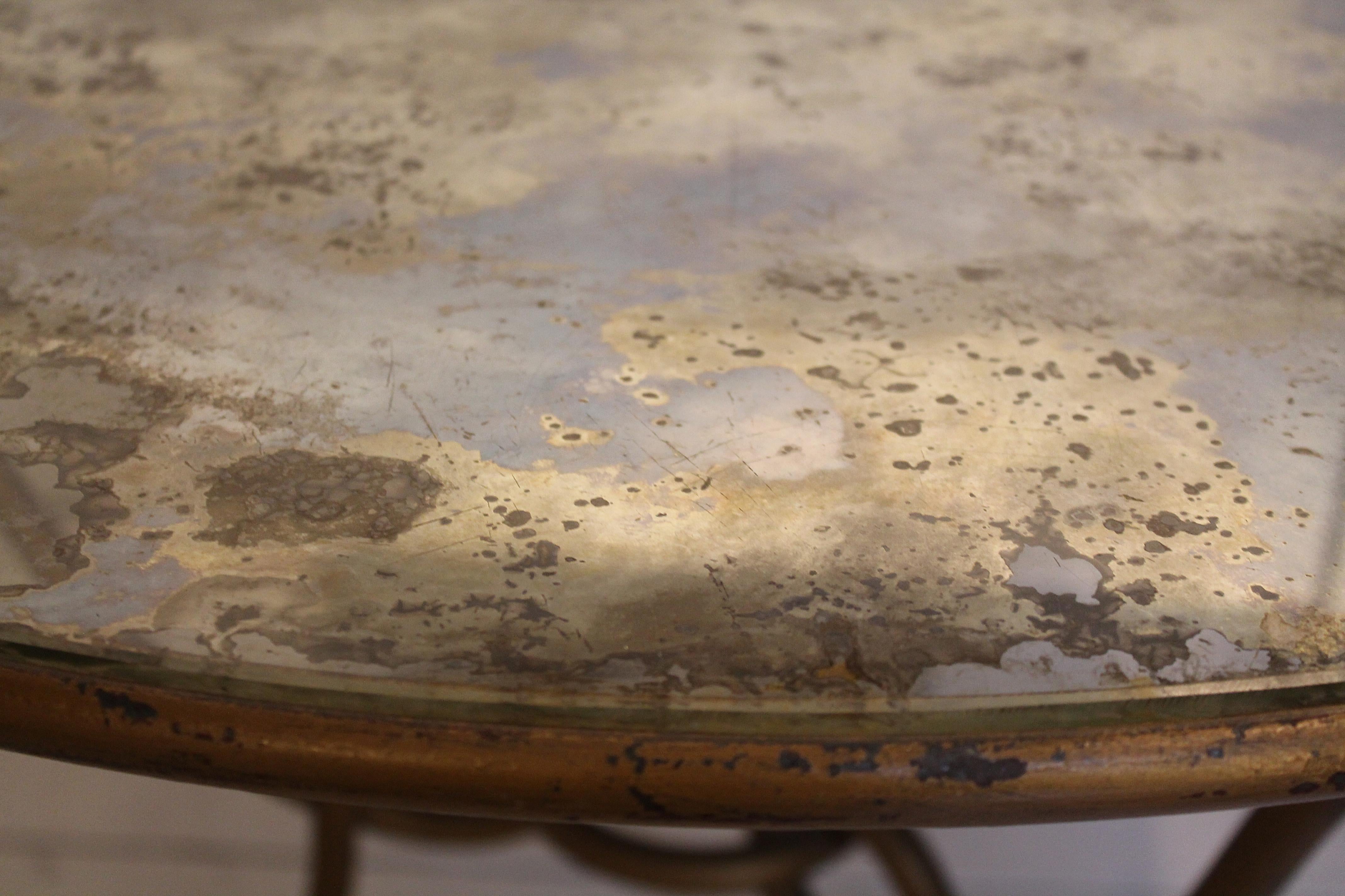 Coffee Table by René Drouet, Mirror and Iron, circa 1940 In Fair Condition In Brussels, BE