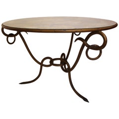 Couchtisch von René Drouet, Spiegel und Eisen, um 1940