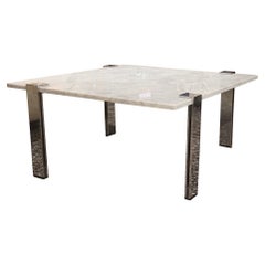 Coffee Table by Reto Frigg with Top Plate in Carrara Marble, Circa 1980
