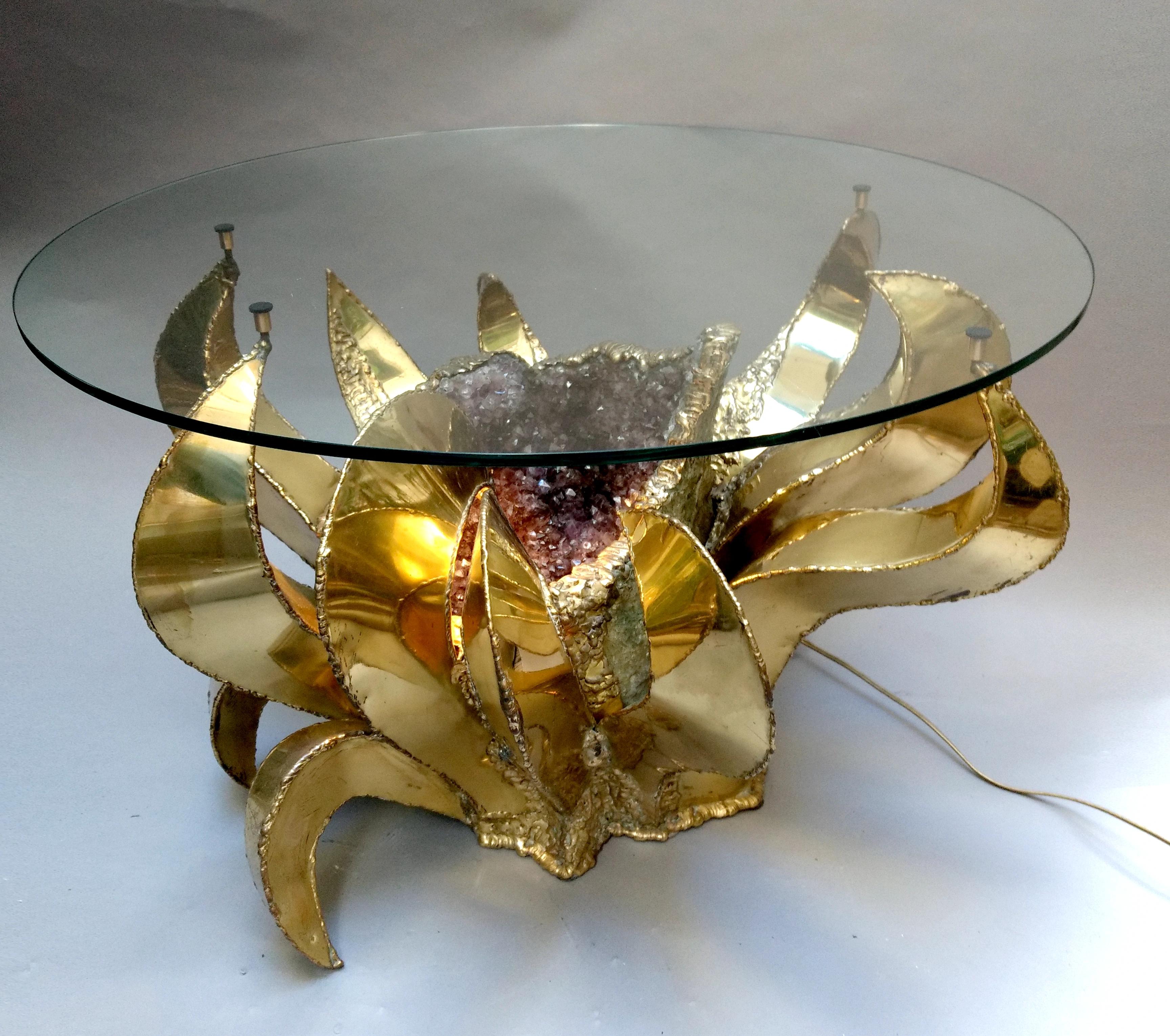 Polished Coffee table, by Richard Faure, Paris, France, circa 1970 / 1980 For Sale