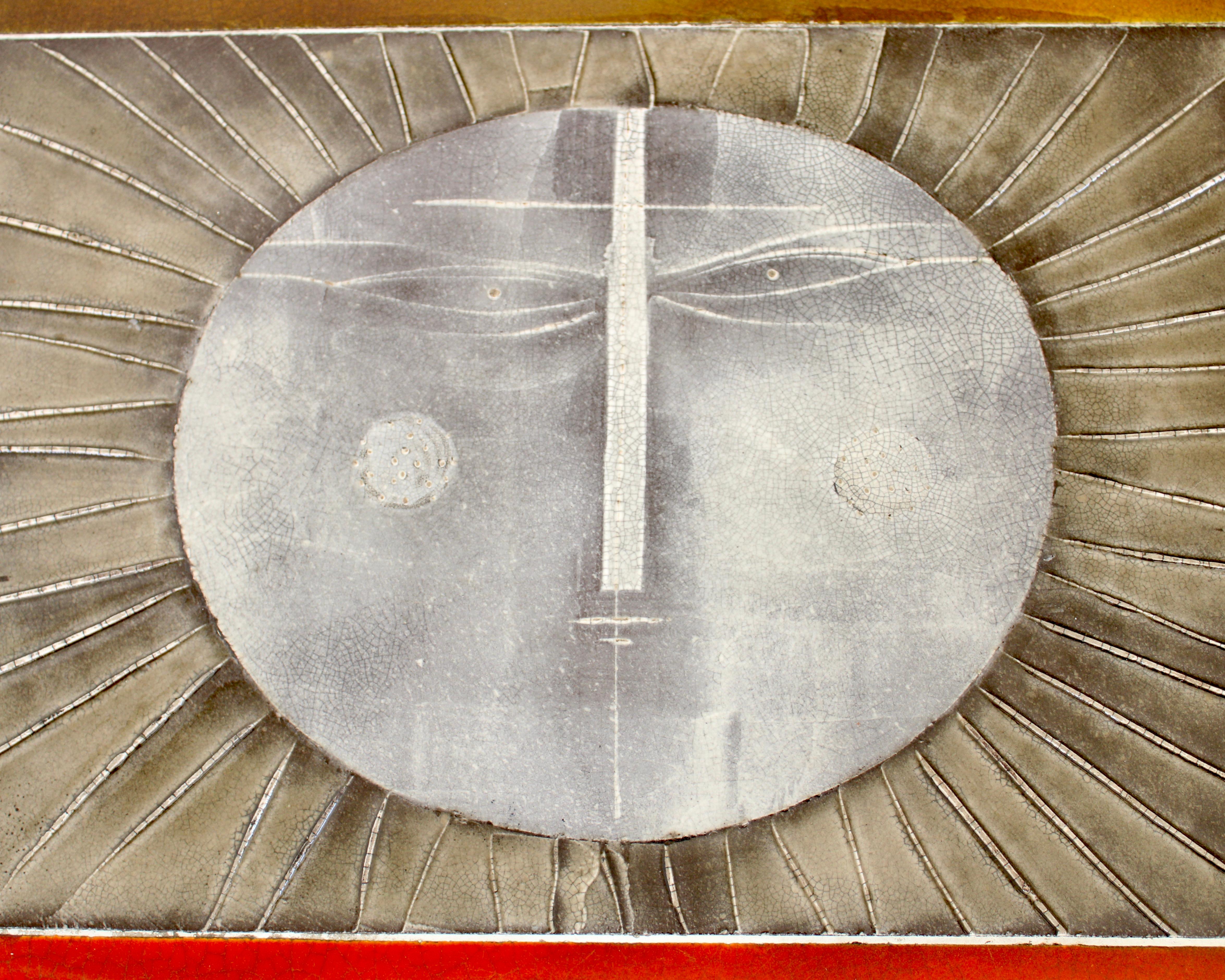 Coffee Table by Roger Capron Ceramic Table au Soleil Sun Motif Vallauris, c 1965 4