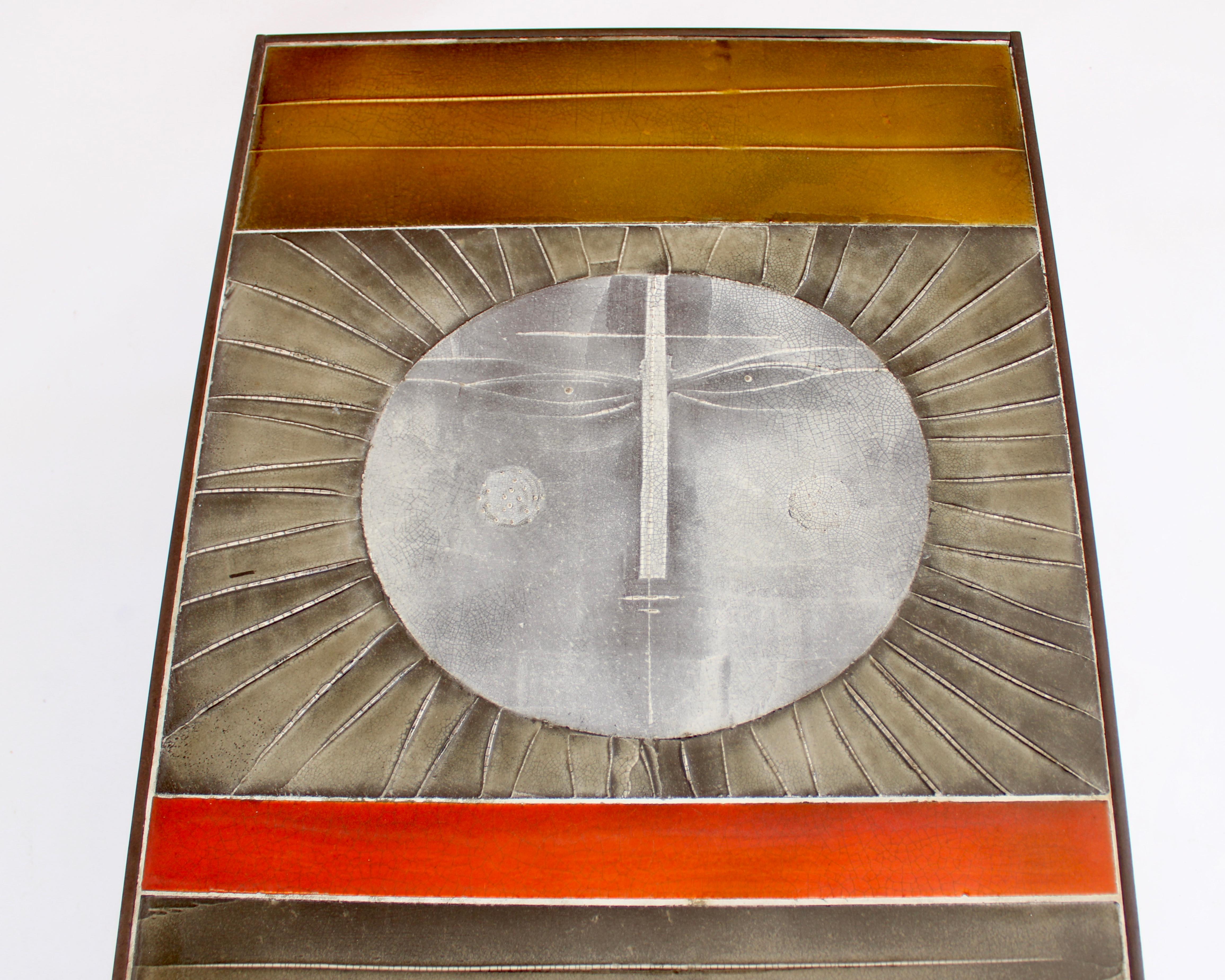 Coffee Table by Roger Capron Ceramic Table au Soleil Sun Motif Vallauris, c 1965 2