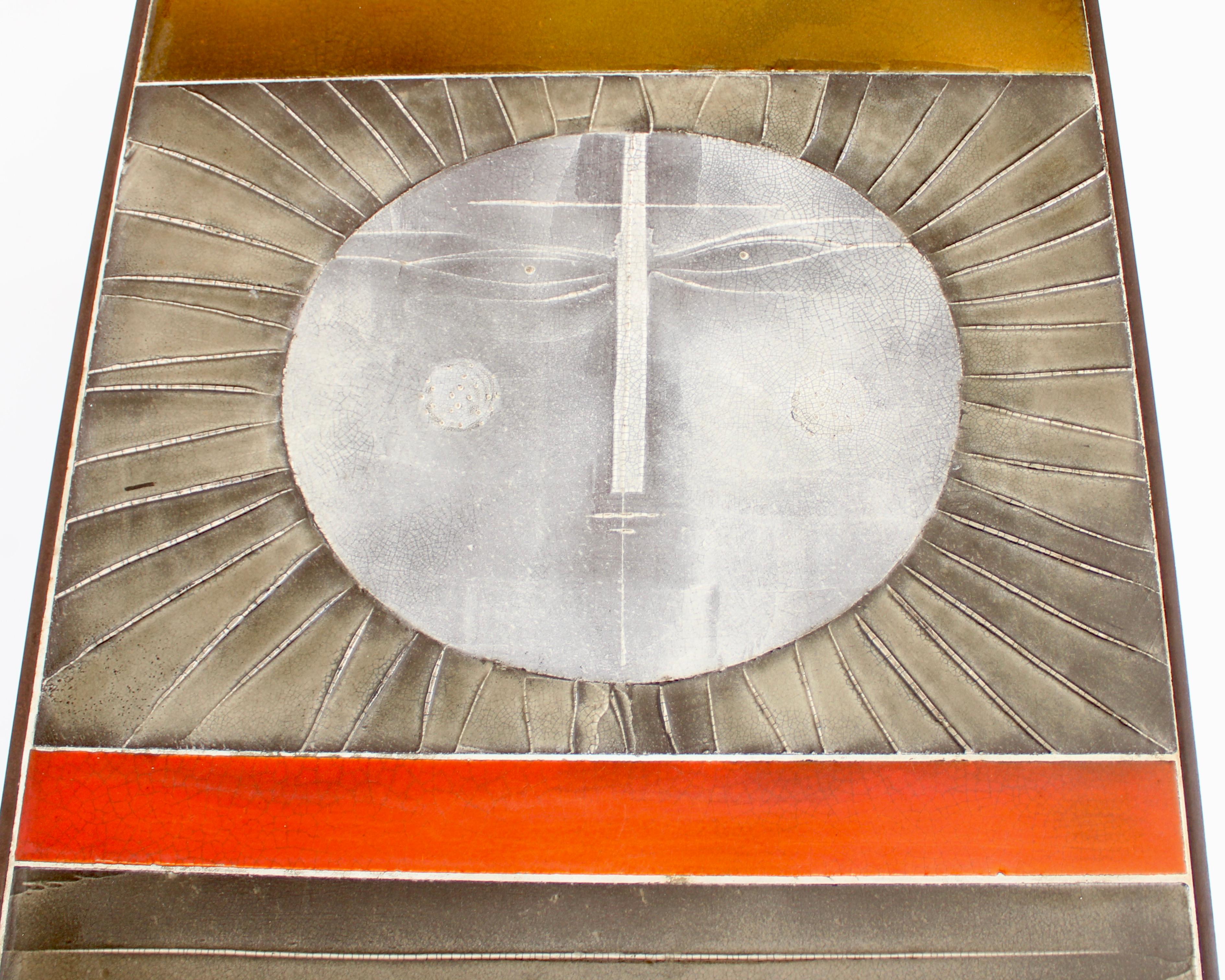 Coffee Table by Roger Capron Ceramic Table au Soleil Sun Motif Vallauris, c 1965 3