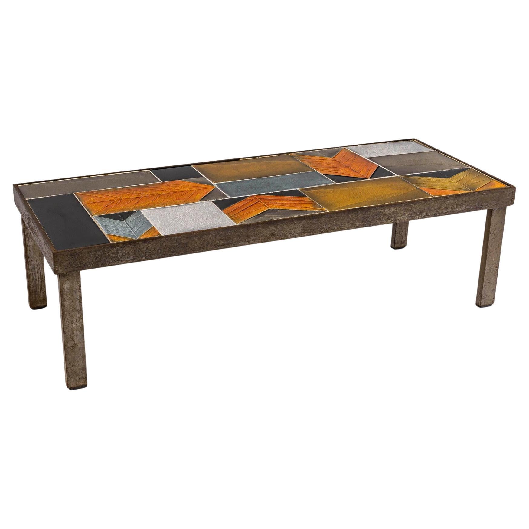 Coffee Table by Roger Capron in Ceramic and Metal, 1960-1970. For Sale