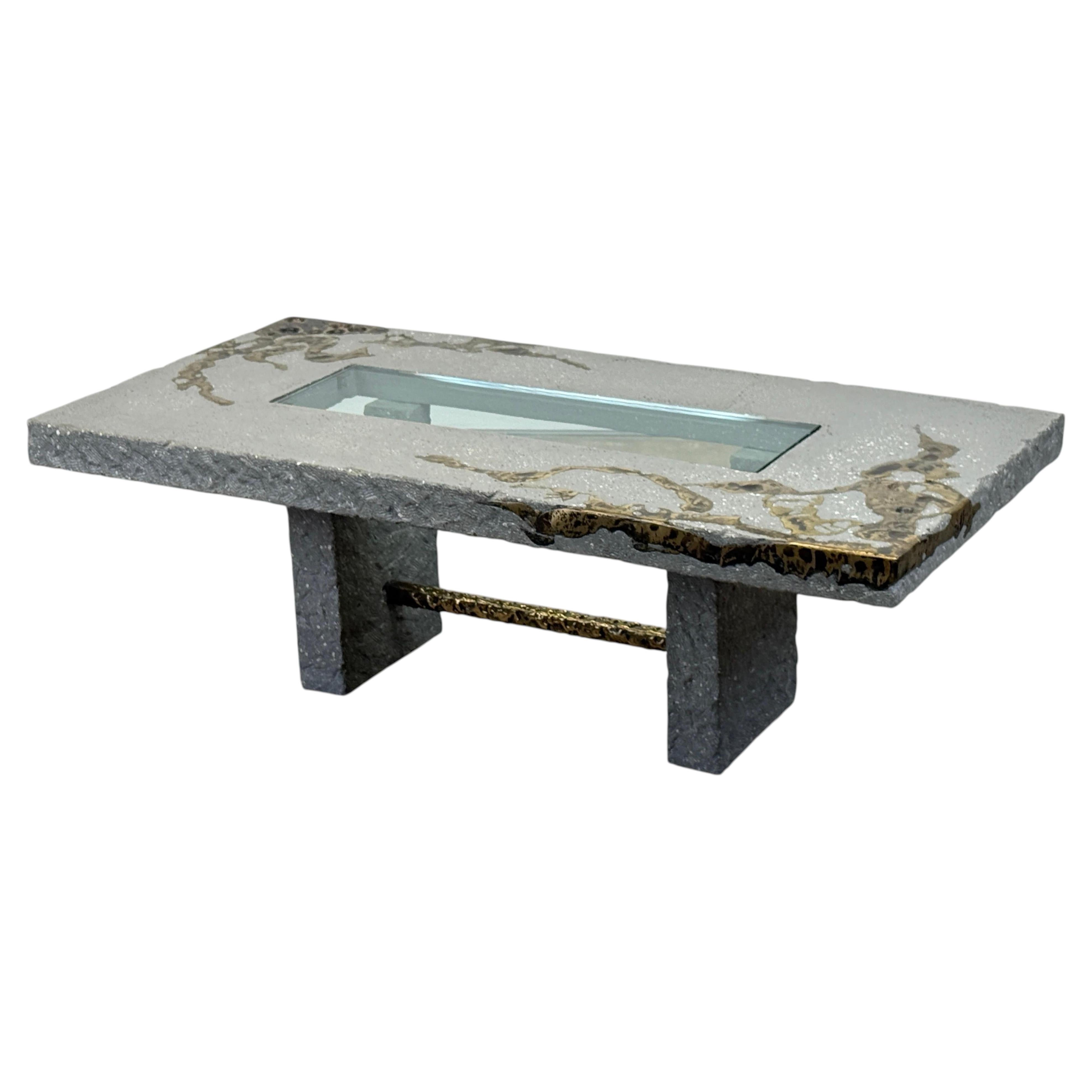 Arenson Studios Square Table with Symbolic Designs For Sale at 1stDibs