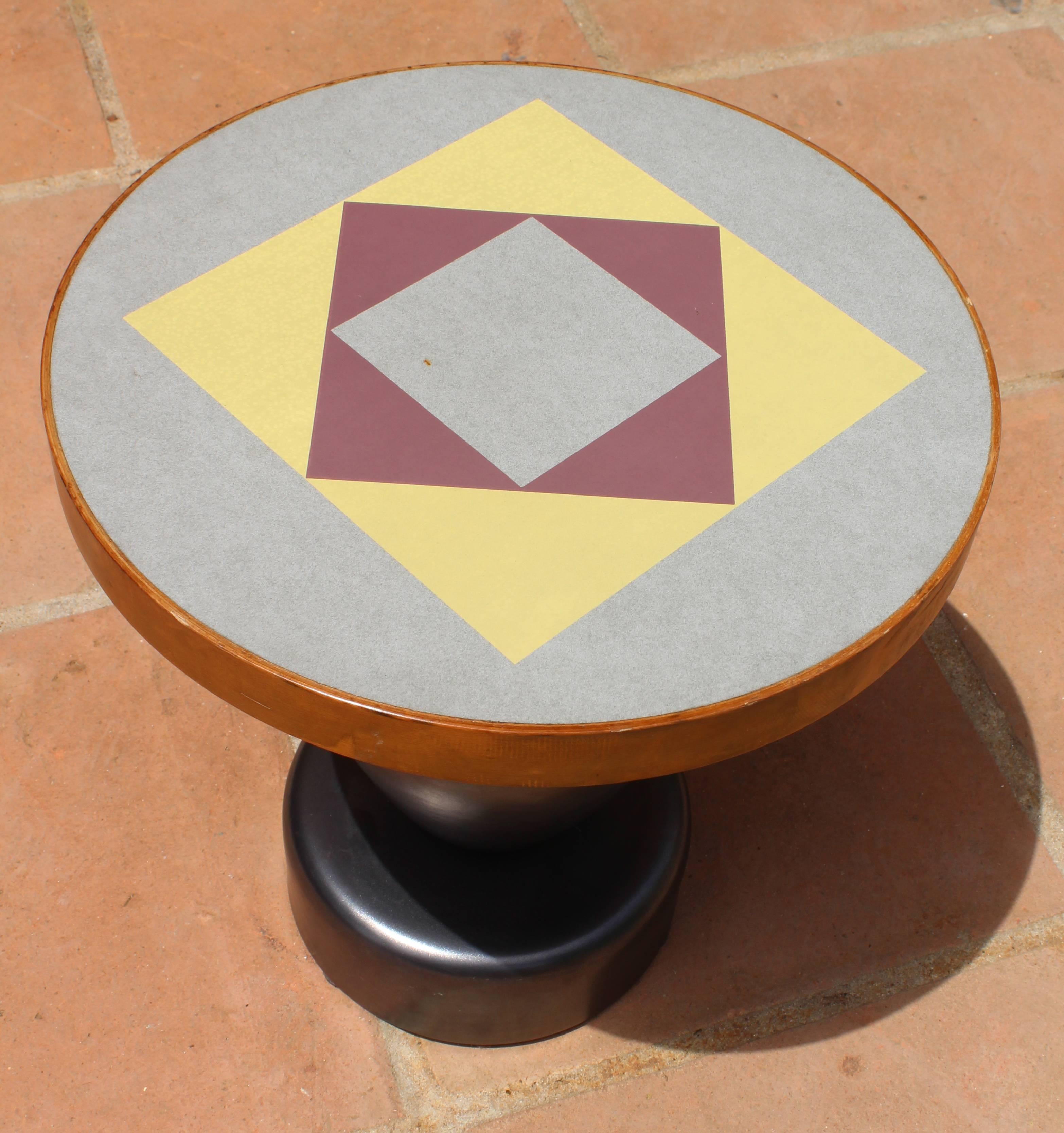 Post-Modern Coffee Table by Sottsass for Zanotta 1990 in Polychrome Laminated Wood, Ceramic