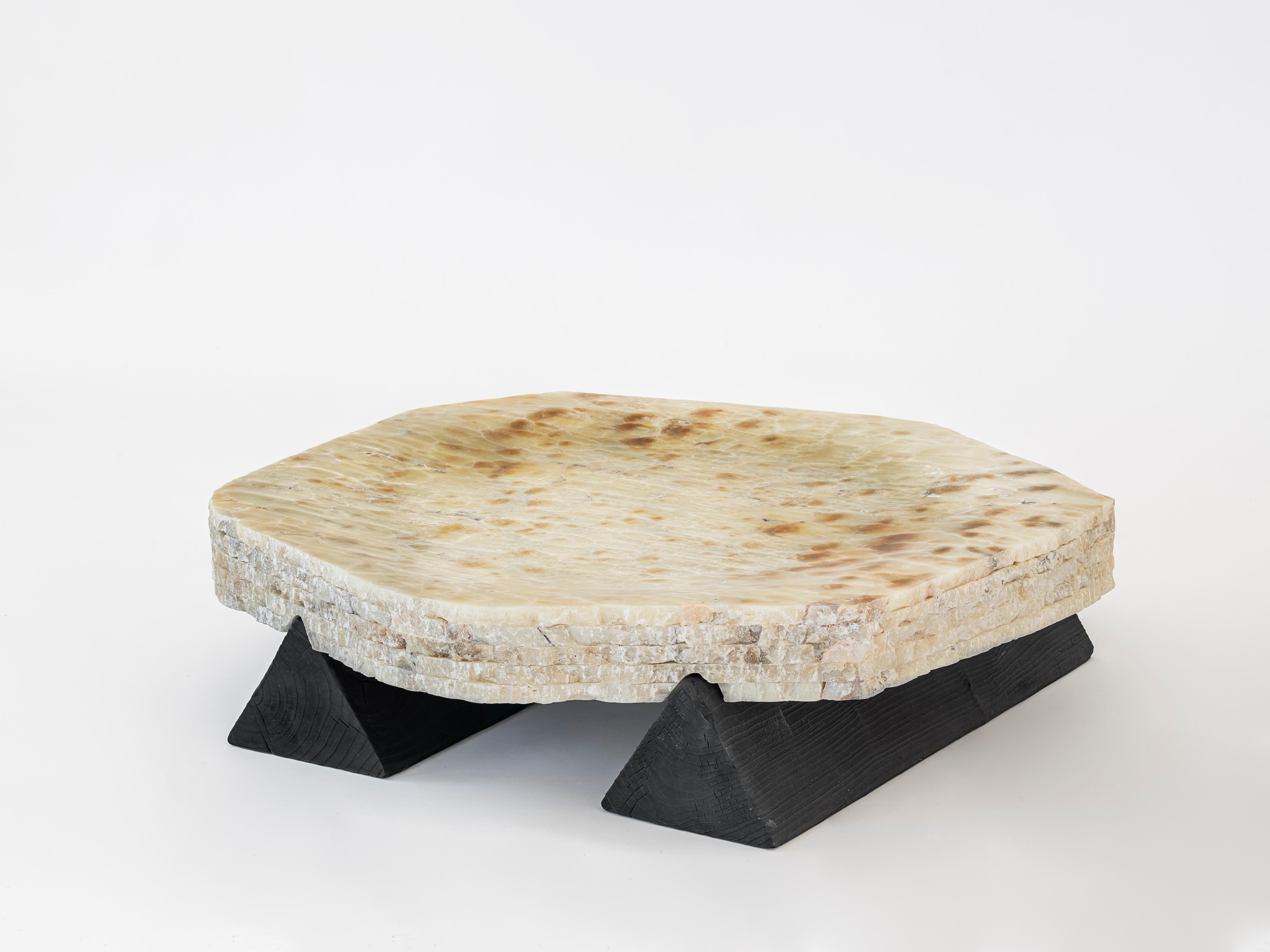 Coffee table by Studiopepe
Dimensions: D 90 x H 23 cm
Materials: Onyx

Multifaceted design agency Studiopepe was founded in Milan in 2006. Eclectic, voguish, it is the
brainchild of Chiara di Pinto and Arianna Lelli Mami, both of whom obtained