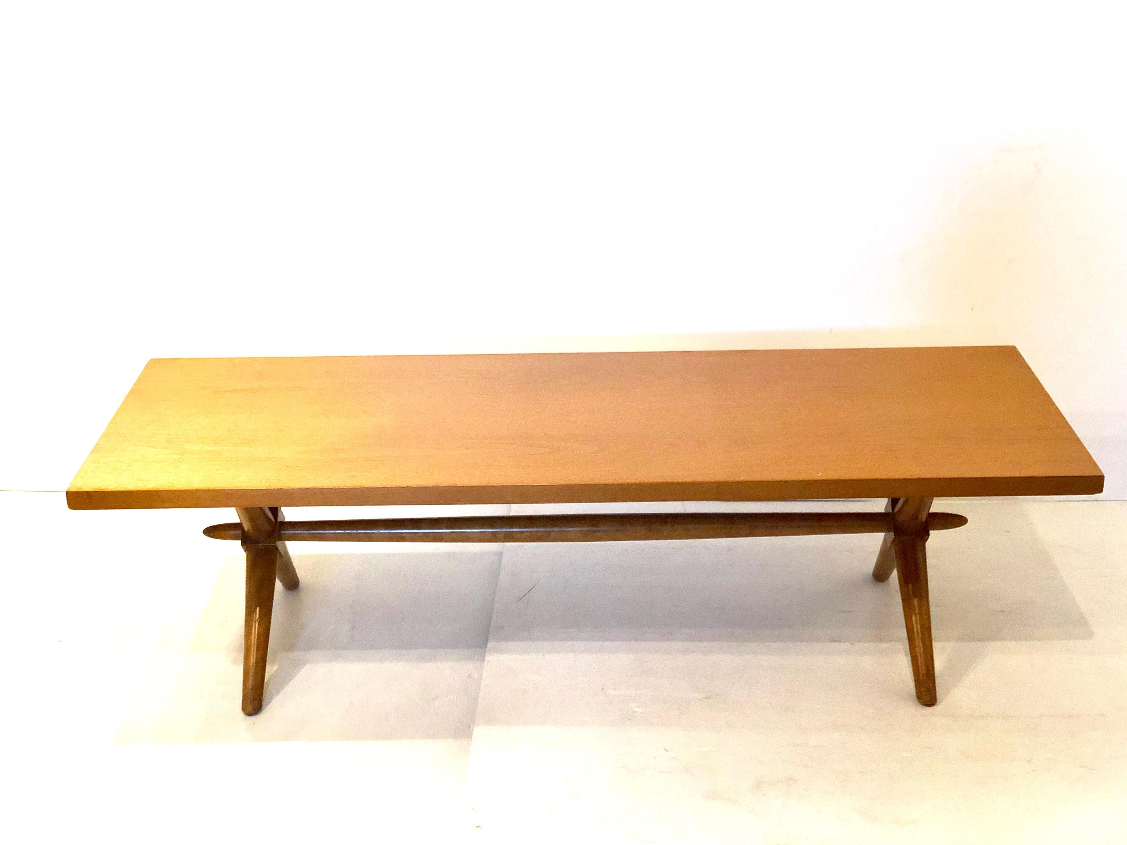 Classic Coffee Table by T.H. Robsjohn-Gibbings for Widdicomb, original finish sold in as/is condition this table can be upholstered in to a bench or refinished and lacquer, or leave it in the original condition its very clean , the table had a