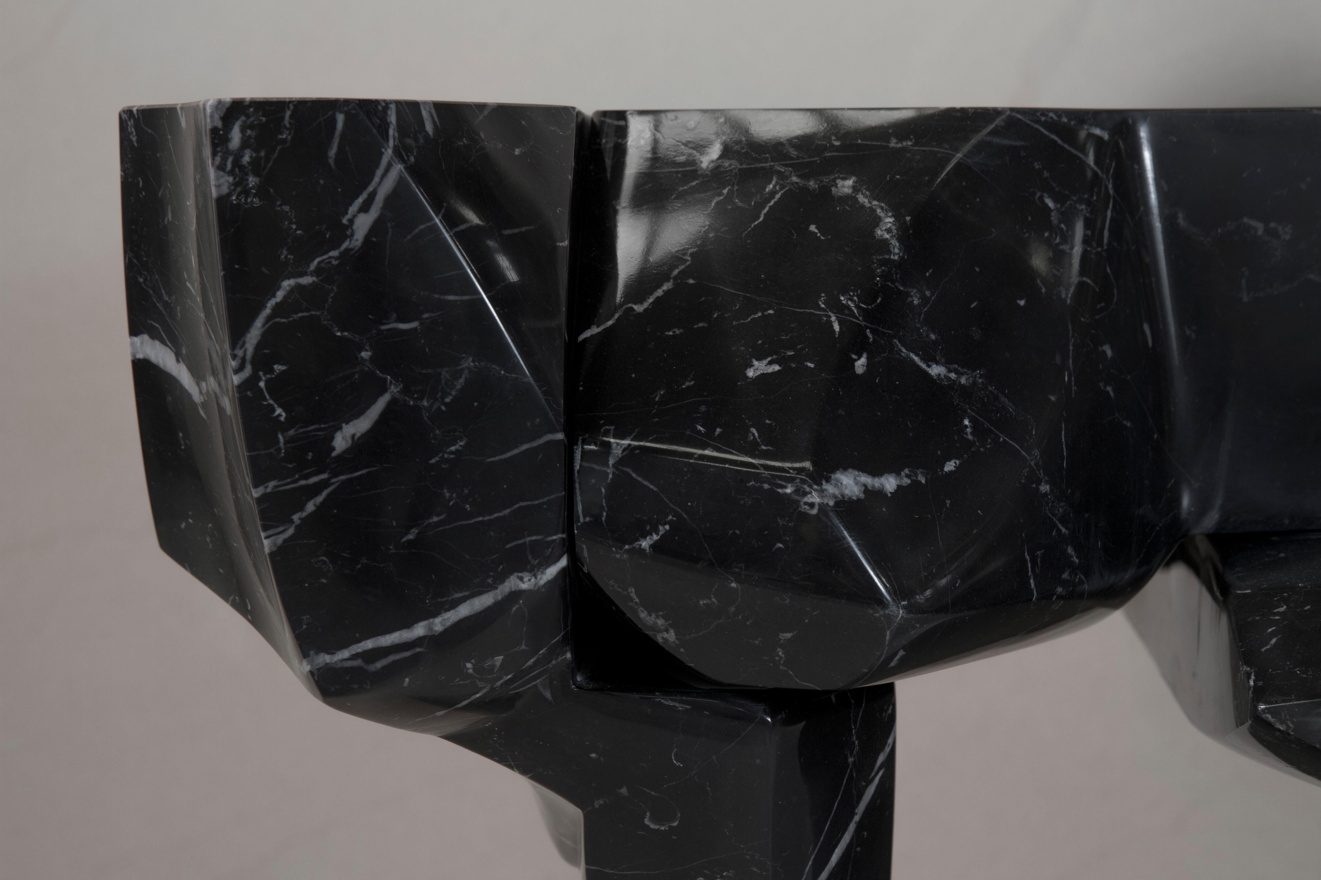 Table basse Todomuta Studio en marbre noir:: aluminium et acier inoxydable en vente 2
