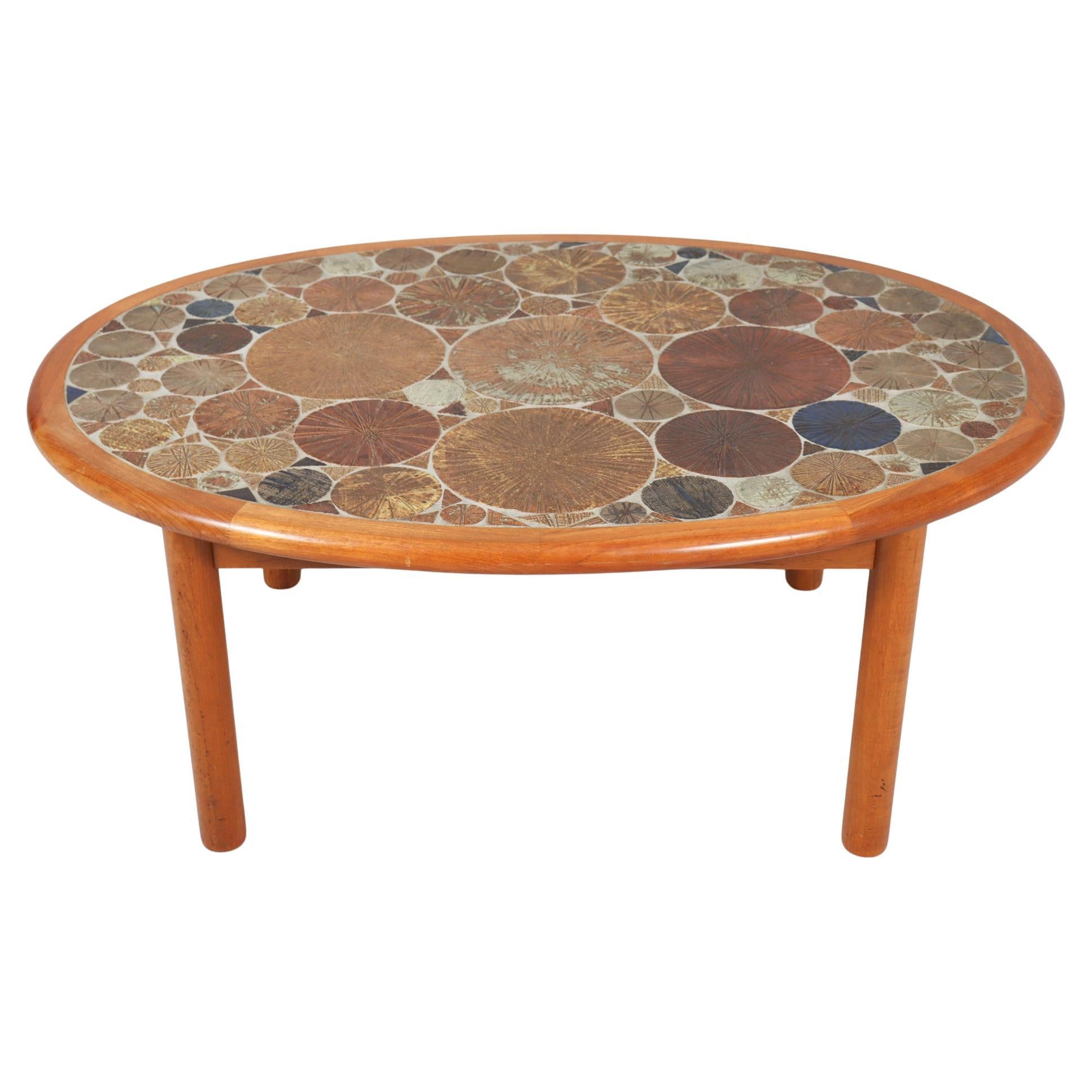 Tue Poulsen Coffe Table Teak & Ceramic for Haslev Mobelsnedkeri Denmark 1960