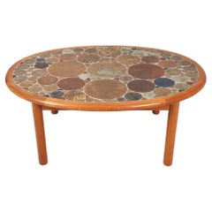Couchtisch aus Teakholz und Keramik von Tue Poulsen für Haslev Mobelsnedkeri, Dänemark, 1960