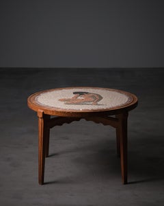 Coffee Table by Unknown Designer in Mosaic and Limed Oak, Denmark, 1940s