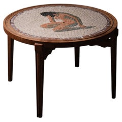 Coffee Table by Unknown Designer in Mosaic and Limed Oak, Denmark, 1940s