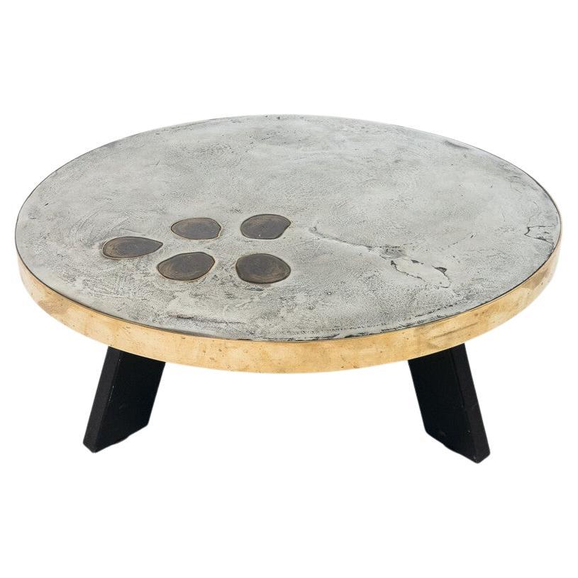 Coffee Table by Yann Dessauvages, Brass Stone and Metal, Belgium For Sale