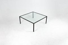 Coffee table 'campo e graffi' in metallo e cristallo italia anni 60