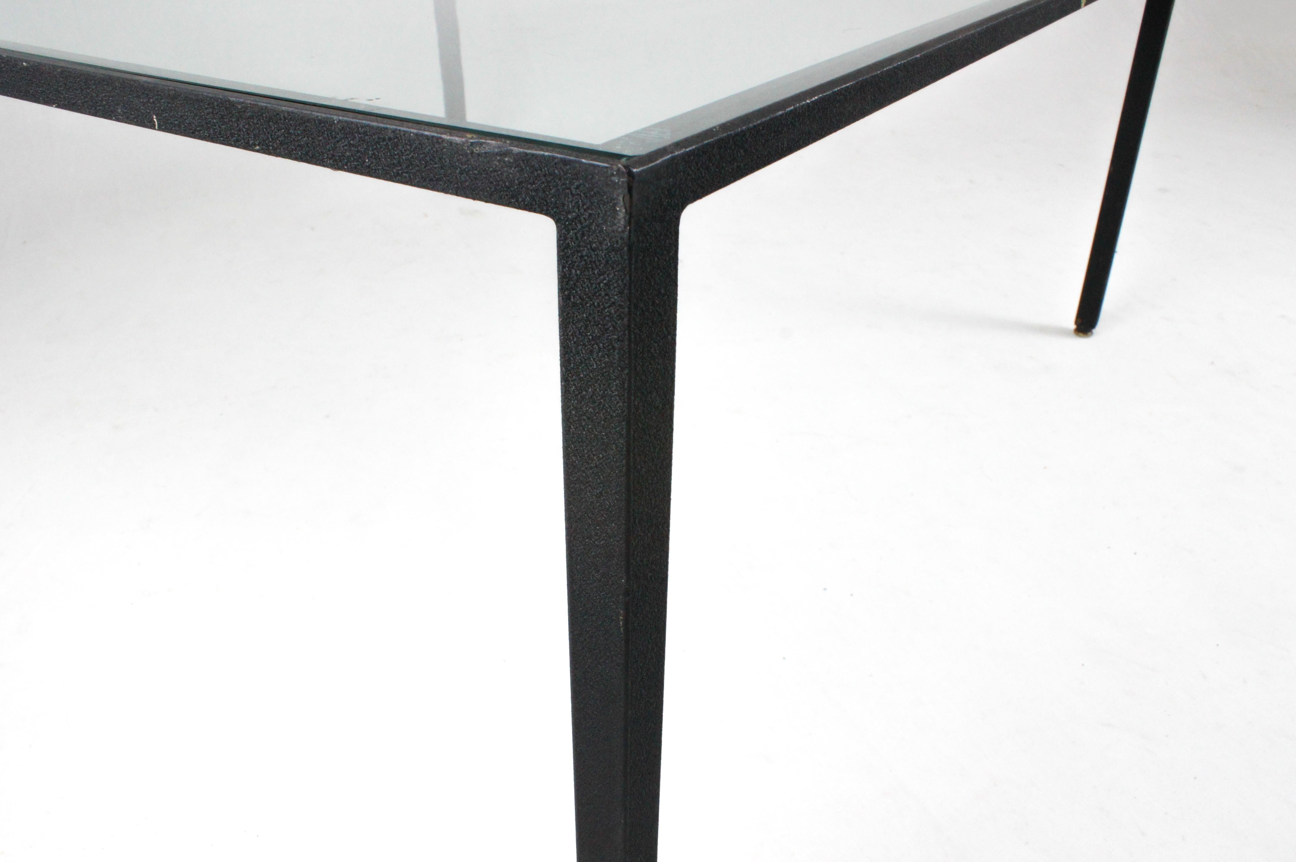 Metal Coffee table 'campo e graffi' in metallo e cristallo italia anni 60 For Sale