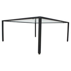 Coffee table 'campo e graffi' in metallo e cristallo italia anni 60