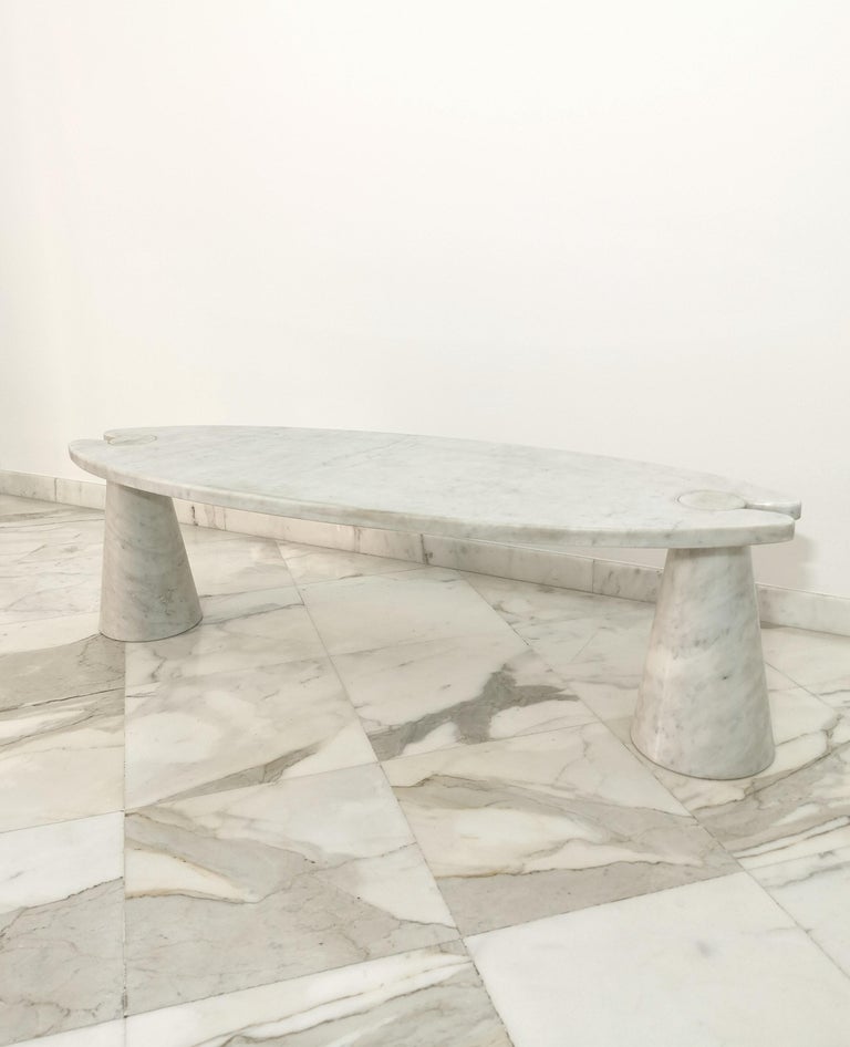 Mid-Century Modern Coffee Table Carrara Marble Angelo Mangiarotti Midcentury Italy, 1970s For Sale