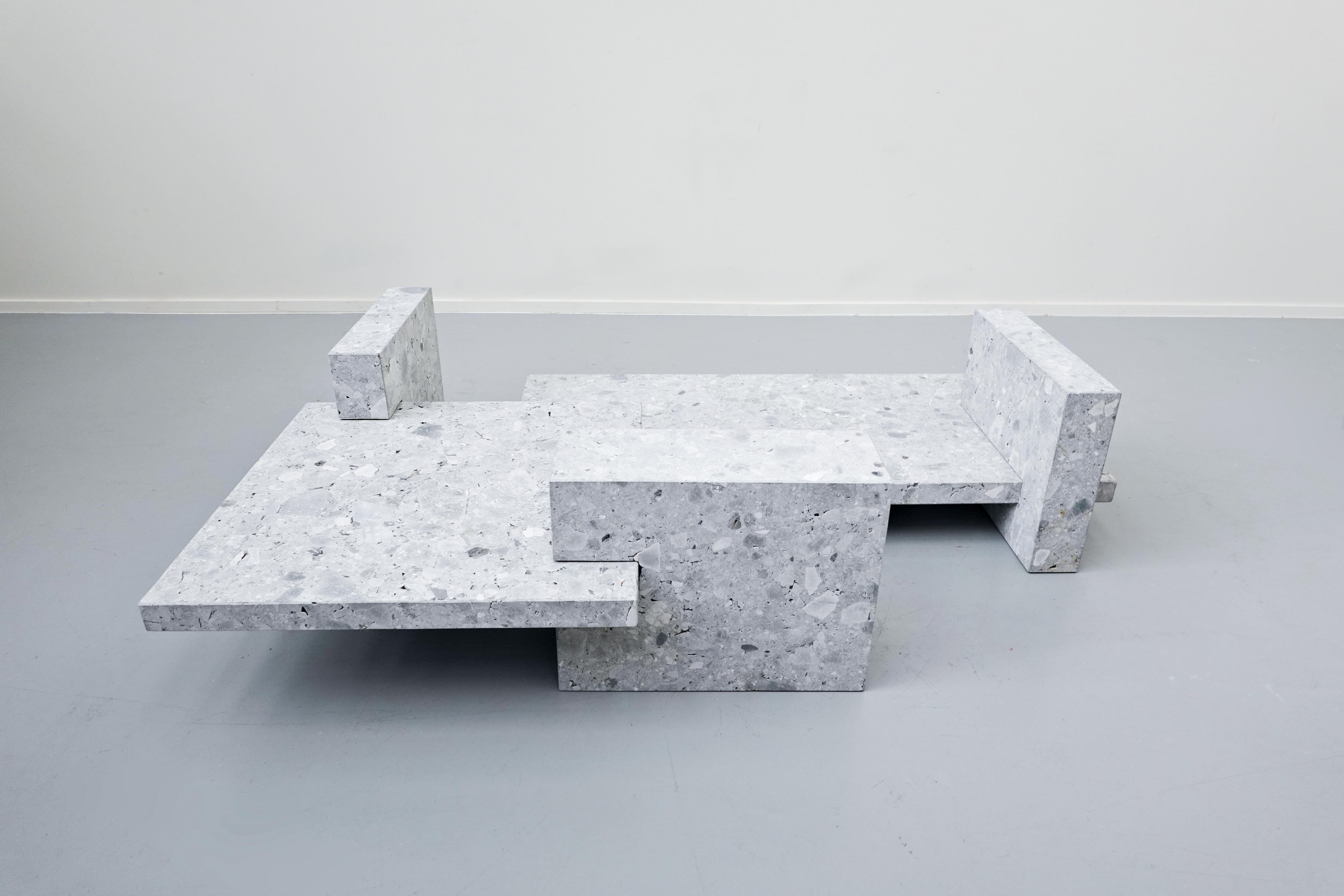 Coffee Table, Ceppo di gre and Glass, Designed by Iceberg Architecture Studio For Sale 4