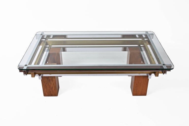 Coffee Table Chrome Br And Wood Attributed To Nucci Vals Coffee Table Chrome Br And Wood Attributed To Nucci Vals Italy 1970s For