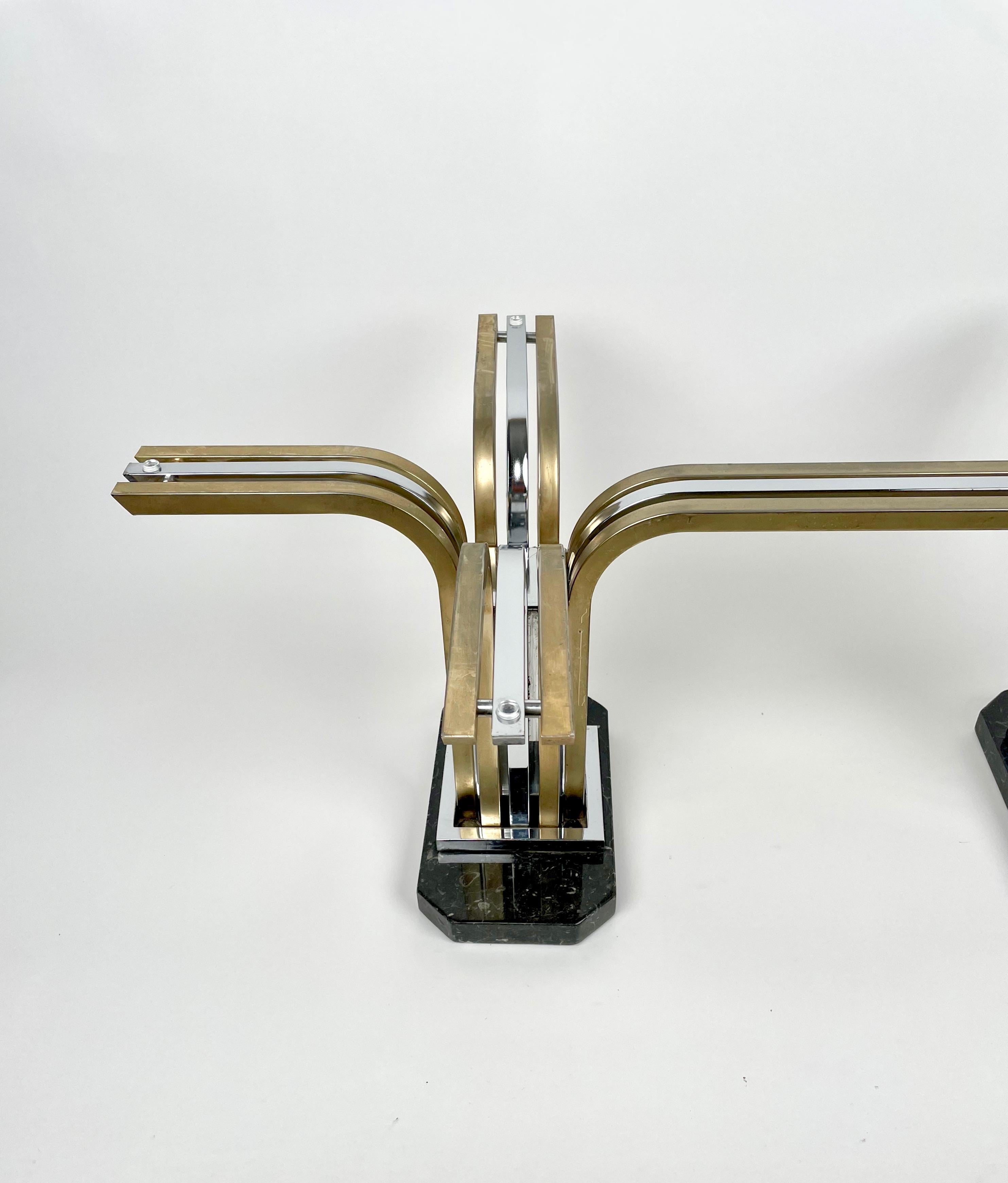 Couchtisch aus Chrom, Messing, Marmor und Glas im Romeo Rega-Stil, Italien, 1970er Jahre im Angebot 5