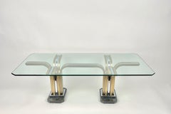 Couchtisch aus Chrom, Messing, Marmor und Glas im Romeo Rega-Stil, Italien, 1970er Jahre