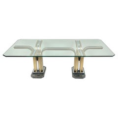 Couchtisch aus Chrom, Messing, Marmor und Glas im Romeo Rega-Stil, Italien, 1970er Jahre