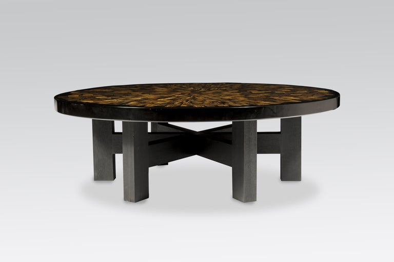 Coffee Table Circular in Tiger Eyes by Etienne Allemeersch at 1stDibs