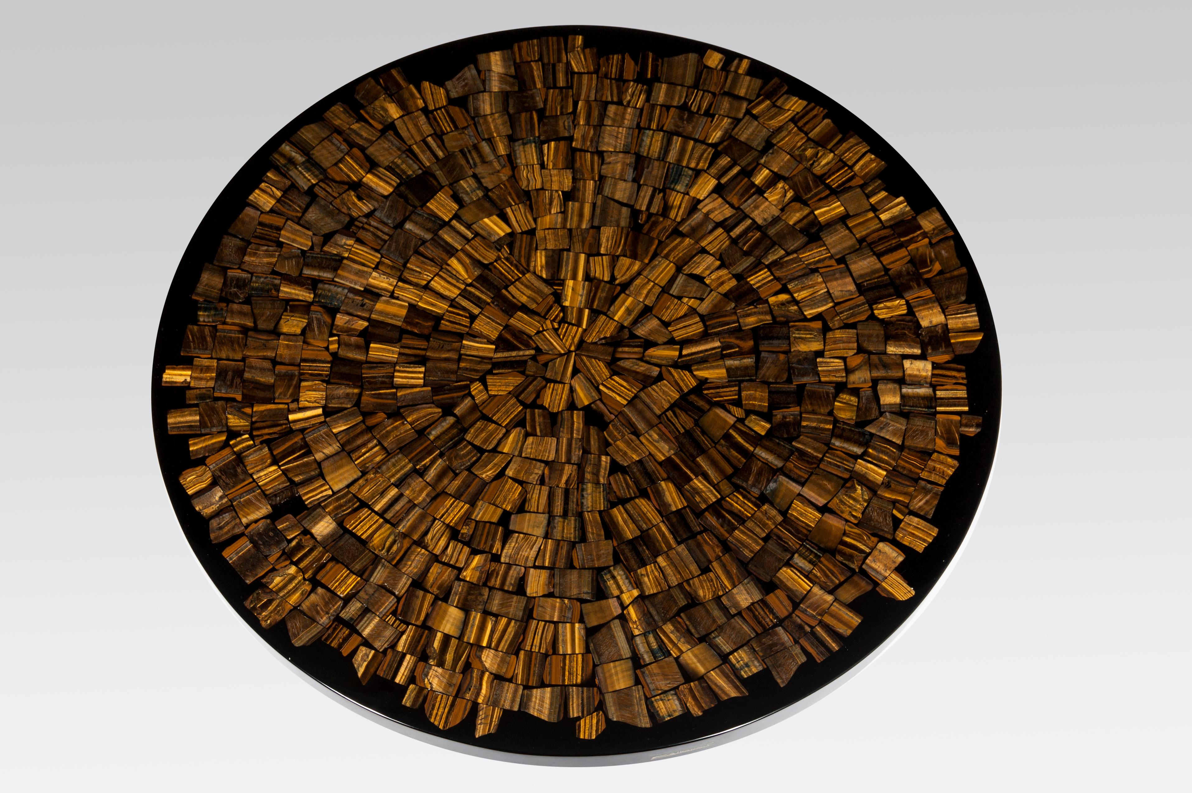 Belgian Coffee Table Circular in Tiger Eyes by Etienne Allemeersch