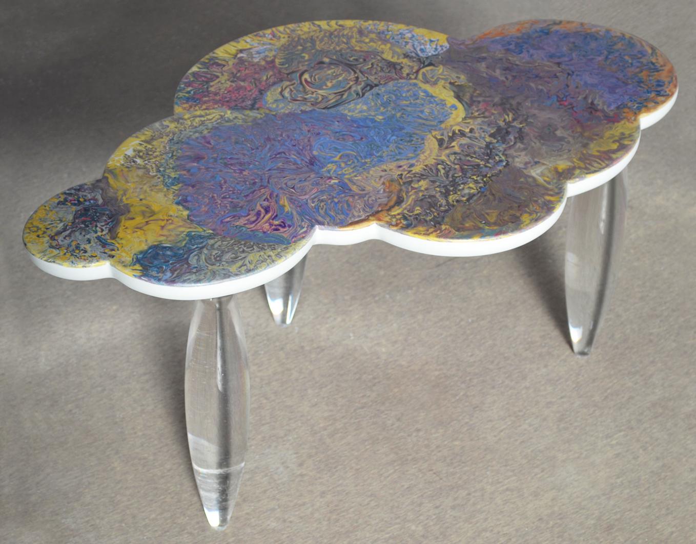 Moderne Table basse nuage  Pieds en plexiglas scagliola fabriqués à la main en Italie, disponible en vente