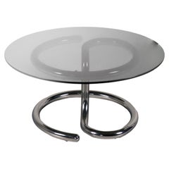 Coffee Table Cobra by G. Stoppino Glass Chromed Metal Italy 60s-70s