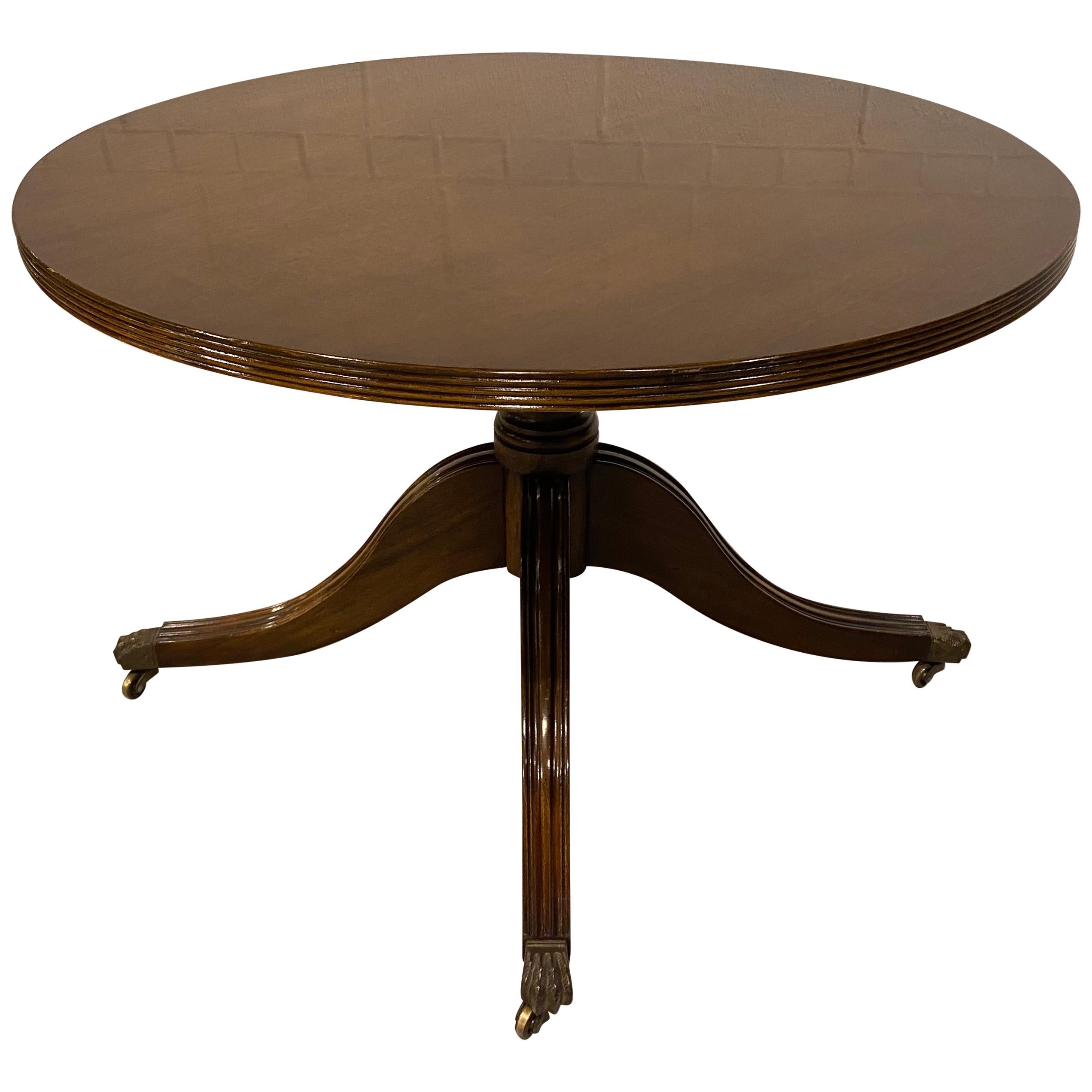 Coffee Table, Cocktail Table, Regency Style Single Pedestal Mahogany, English