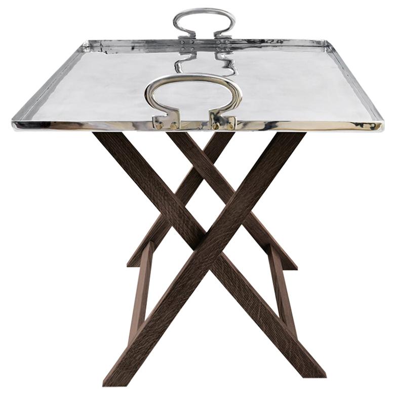 Coffee Table Colony with Aluminum Movable Top and Wooden Easel by Aldo Cibic For Sale