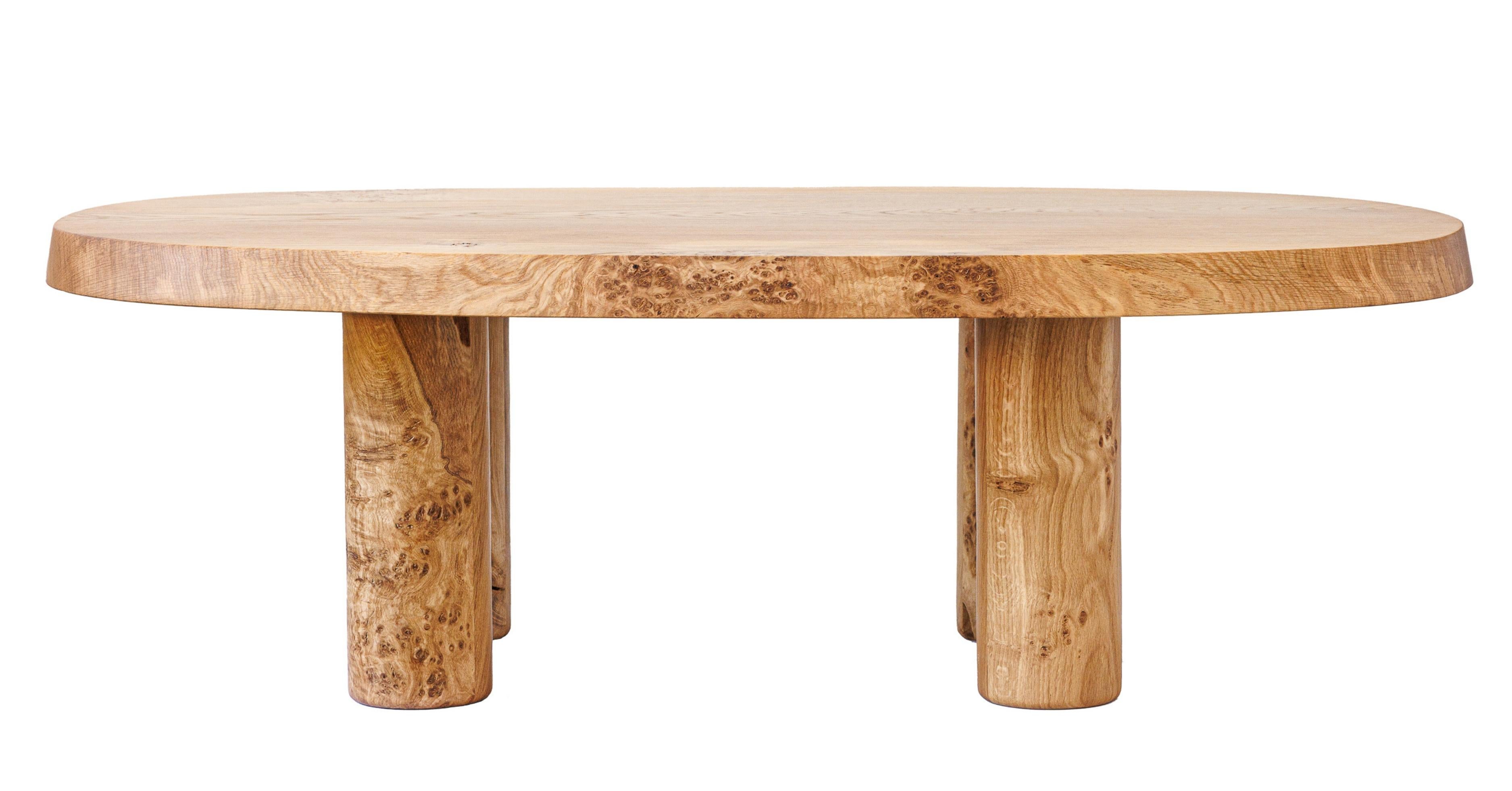 Danish Coffee Table, Contemporary Scandinavian, Minimalism, Burl Oak For Sale