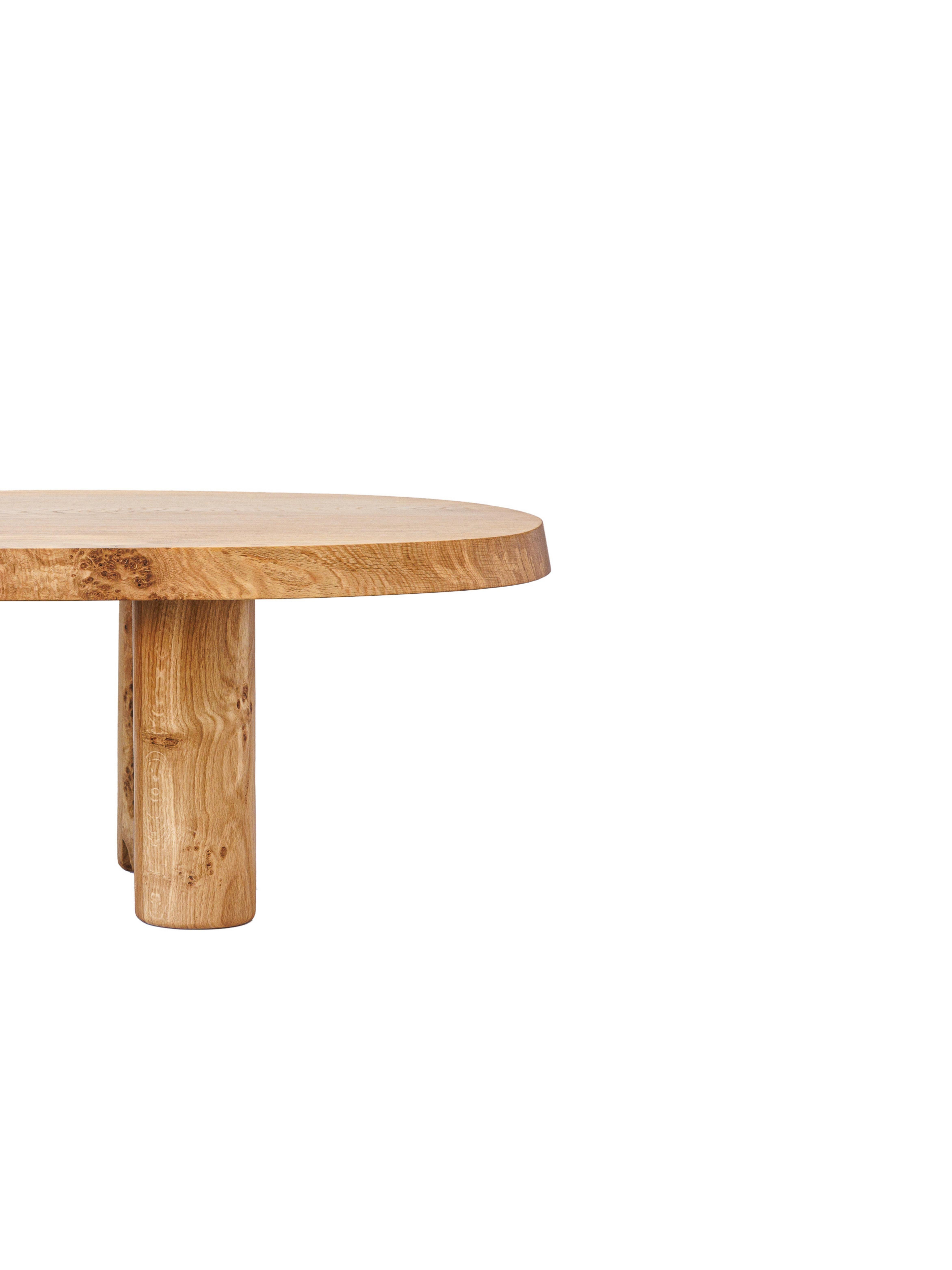 Coffee Table, Contemporary Scandinavian, Minimalism, Burl Oak For Sale 2