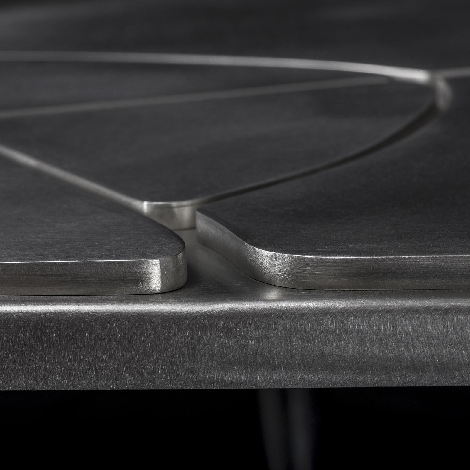 Hand-Crafted 21st Century Table - Crack XLA1 - Wrapped in Pewter - Xavier Lavergne France For Sale
