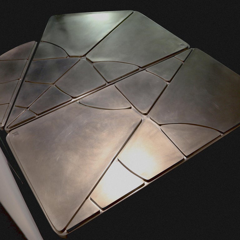 French 21st Century Table - Crack XLA4 - Wrapped in Pewter - Xavier Lavergne France For Sale