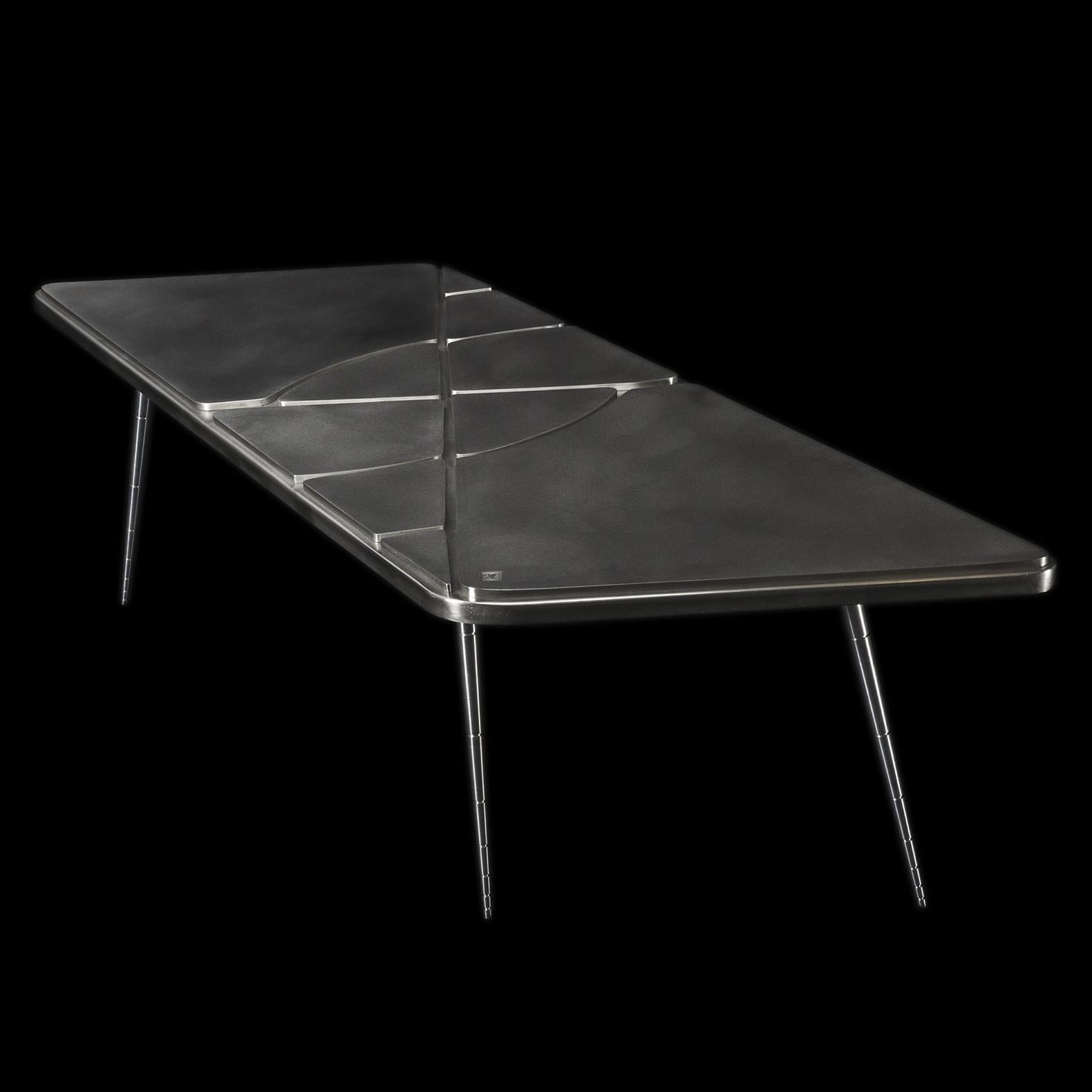 French 21st Century Table - Crack XLA6 - Wrapped in Pewter - Xavier Lavergne France For Sale