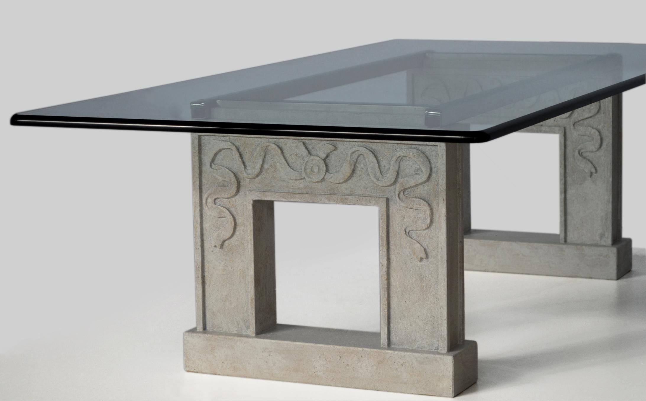 stone and glass coffee table