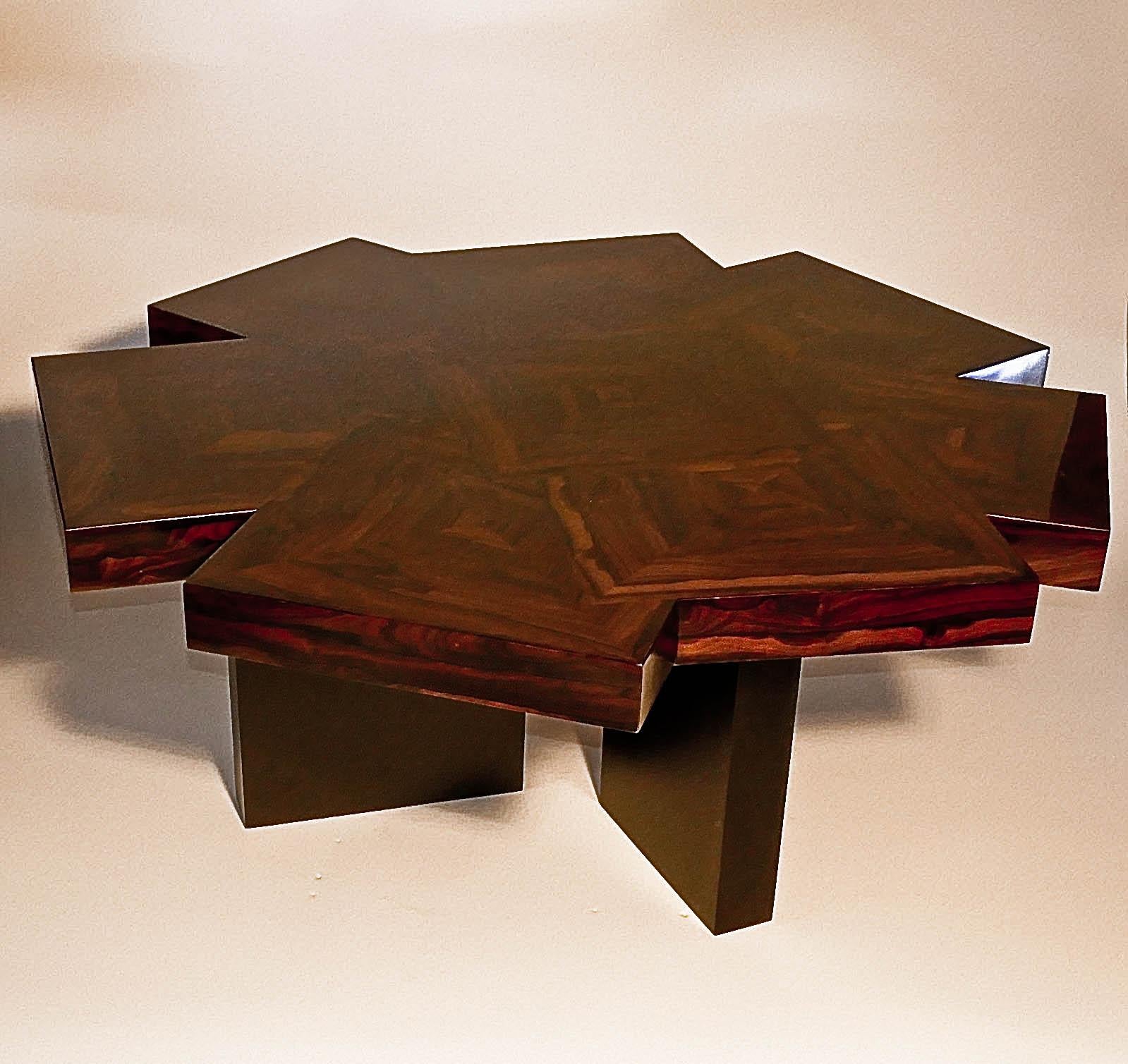 Table basse Cubes en Rond en menuiserie de bois de ziricote d'Aymeric Lefort Bon état - En vente à SENLIS, OISE