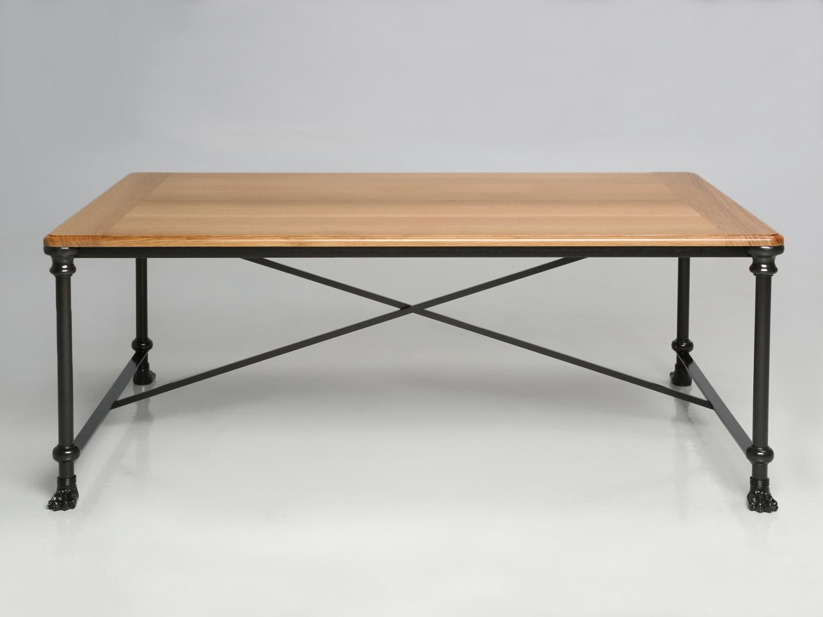 French Industrial inspired coffee table or cocktail table built inhouse by our Old Plank craftsmen to your exactly specifications. The origins of this style date back to the French old draper’s tables that were common around the early 1900’s. We