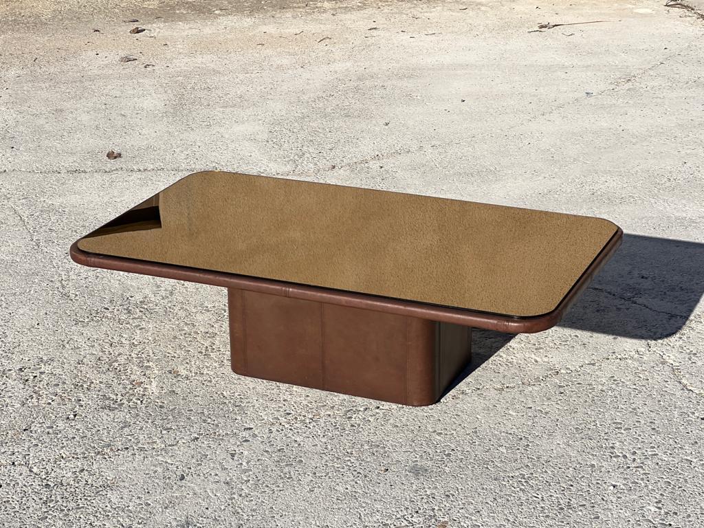Late 20th Century Coffee Table De Sede Ds 3011, 1970 in Leather and Mirror Glass