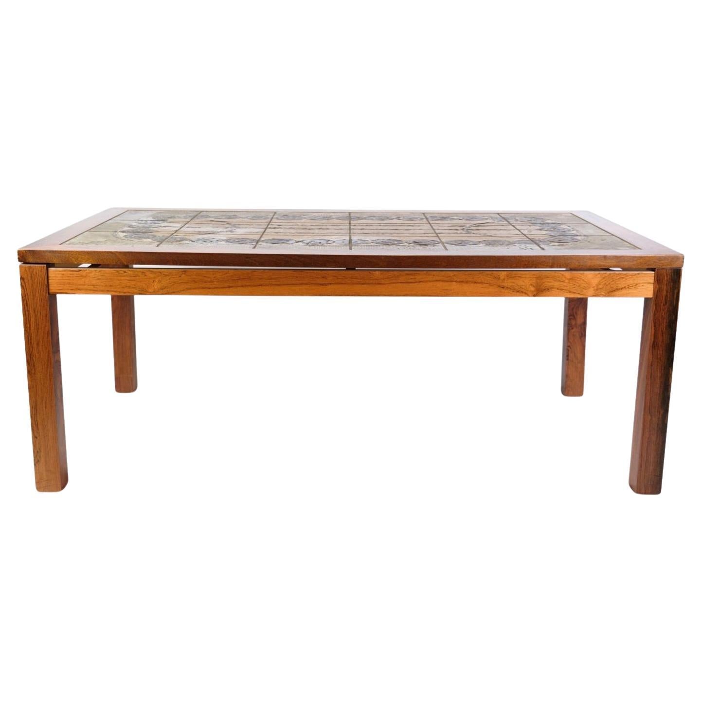 Coffee Table Decorated With Tiles Made In Rosewood From 1960s For Sale